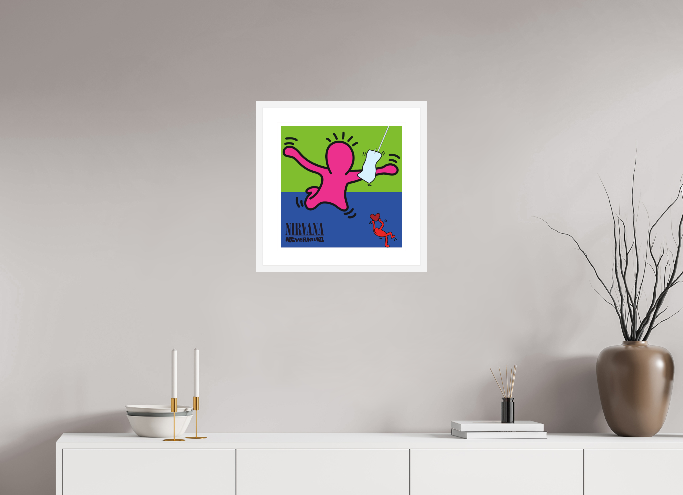 40 x 40 cm, FRAMED WHITE Nirvana