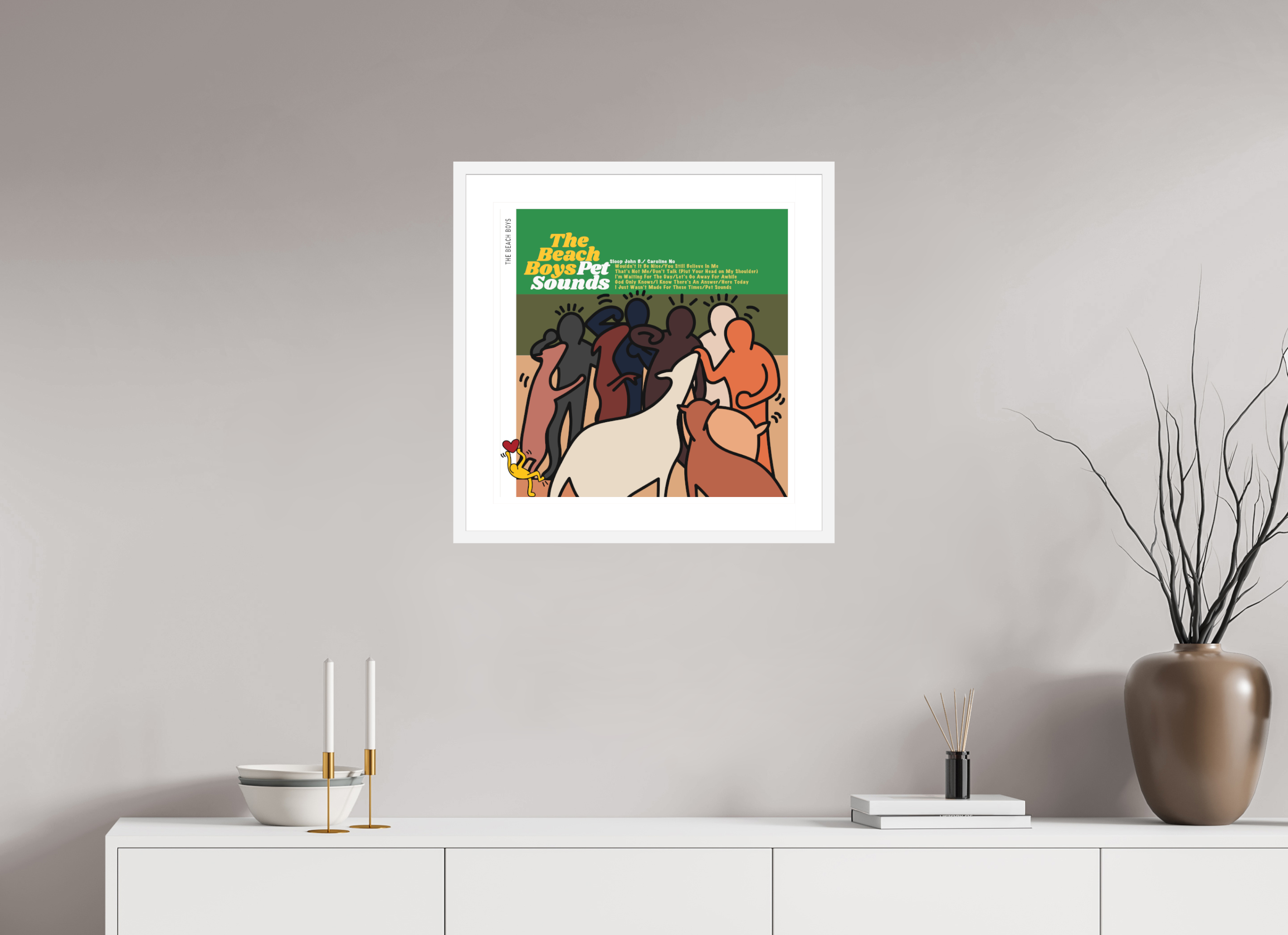 50 x 50 cm, FRAMED WHITE Beach Boys