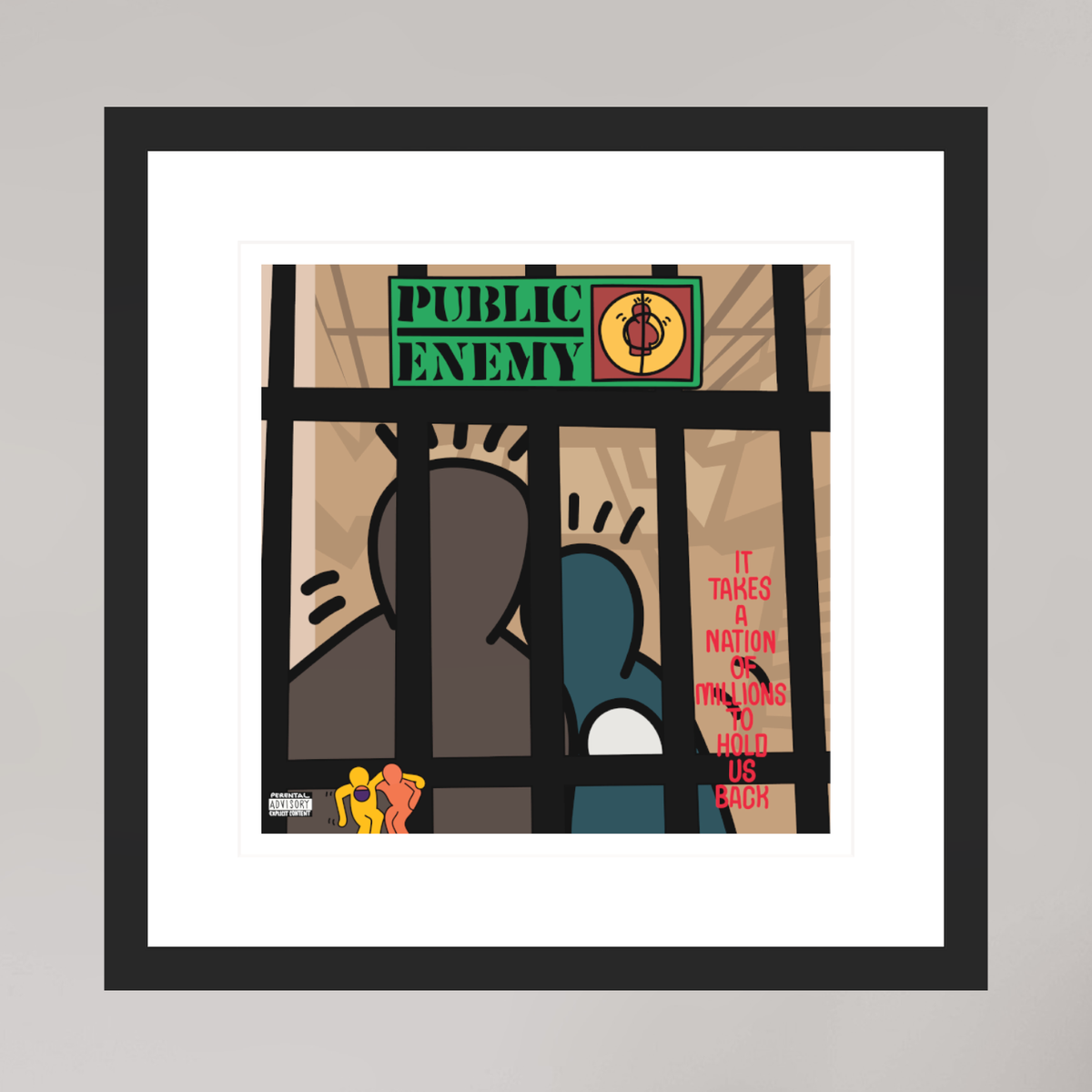 30 x 30 cm, FRAMED BLACK Public Enemy