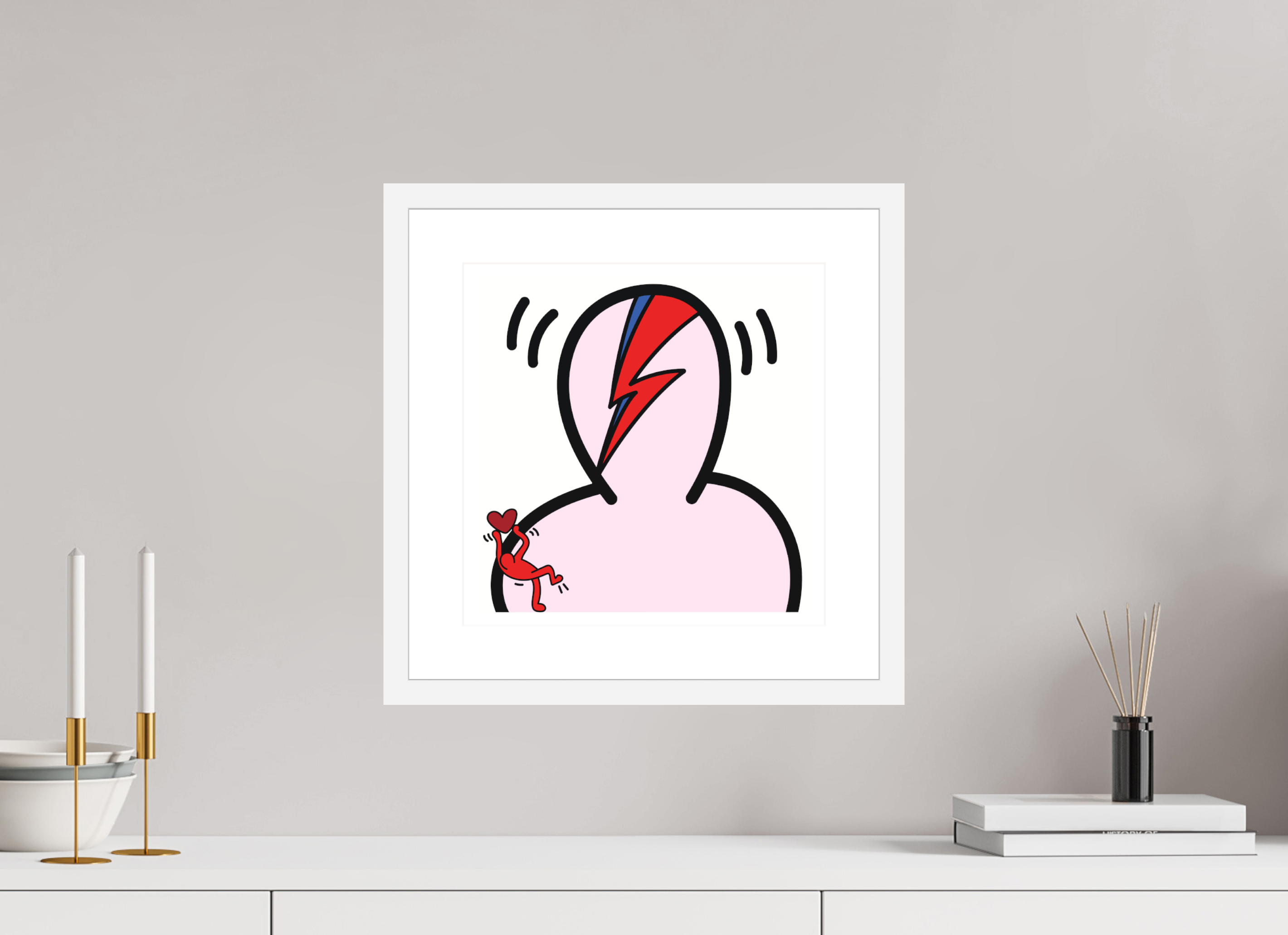 30 x 30 cm, FRAMED WHITE Bowie
