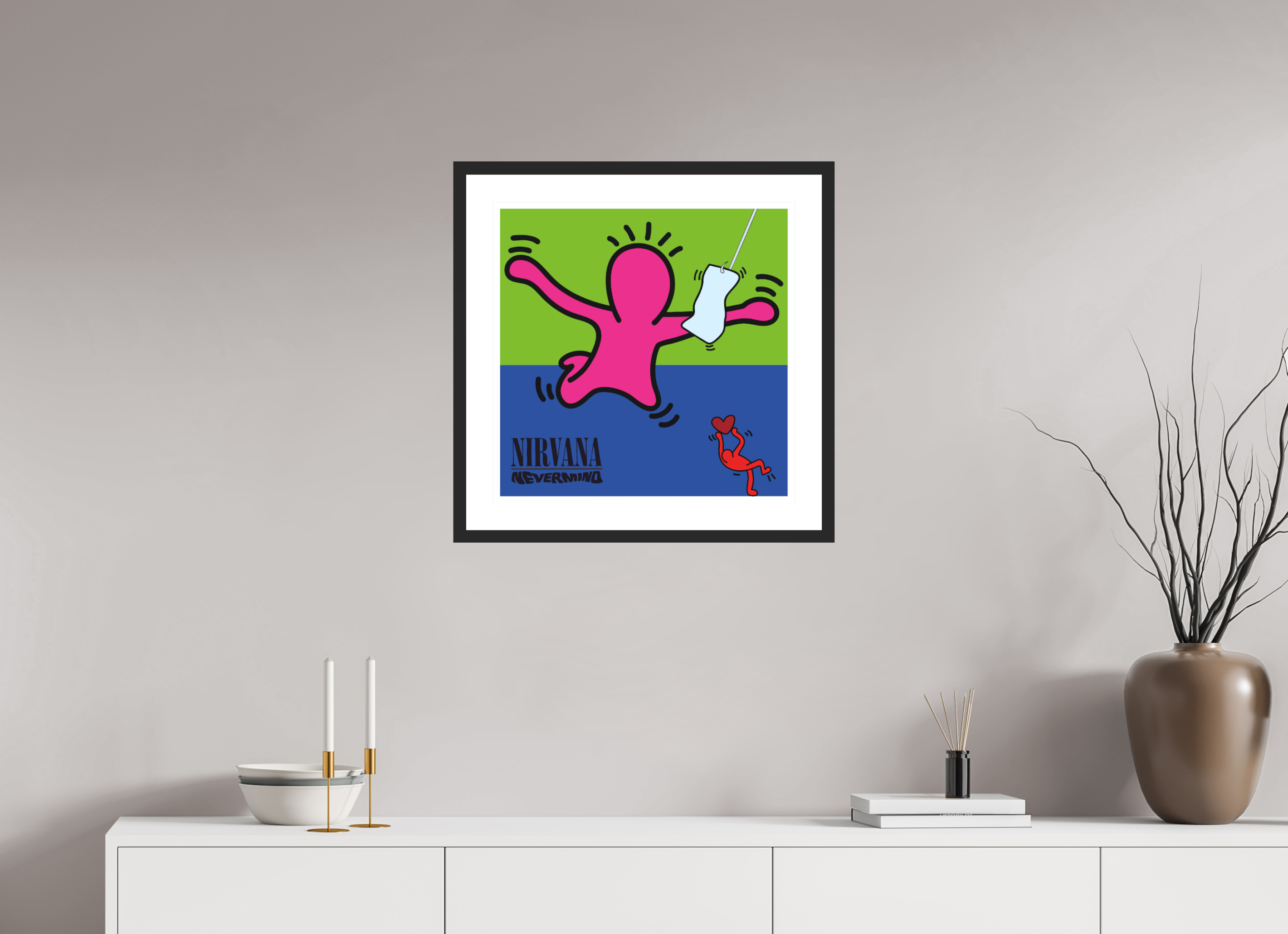 50 x 50 cm, FRAMED BLACK Nirvana