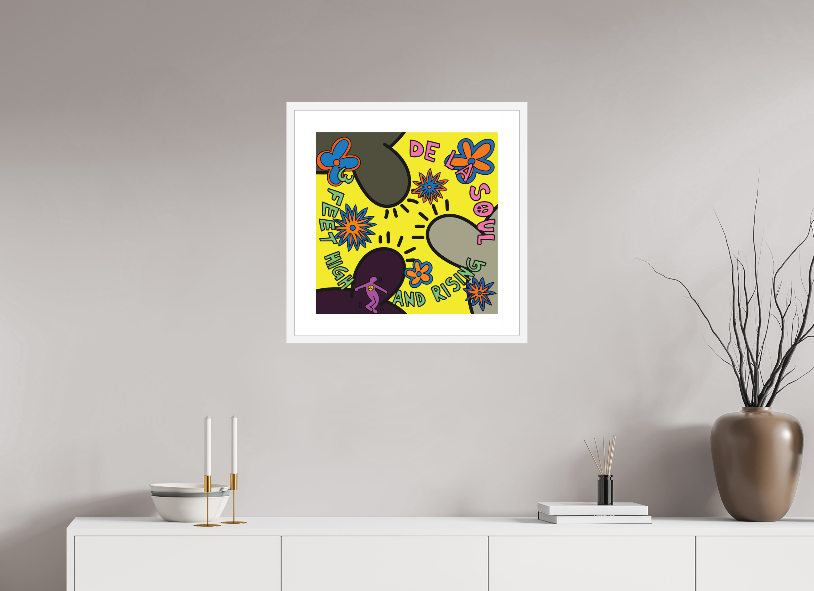 50 x 50 cm, FRAMED WHITE De La Soul