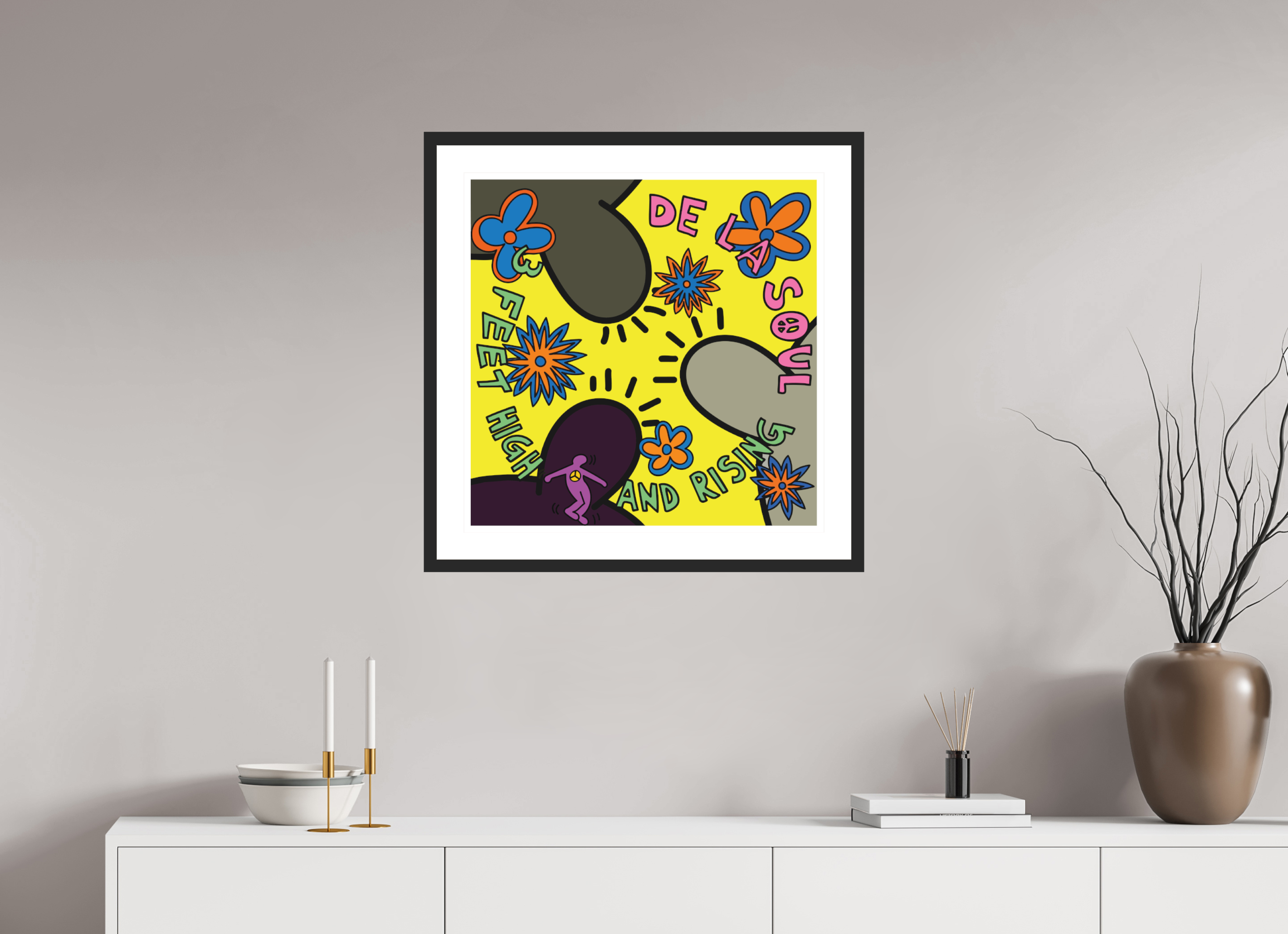 60 x 60 cm, FRAMED BLACK De La Soul