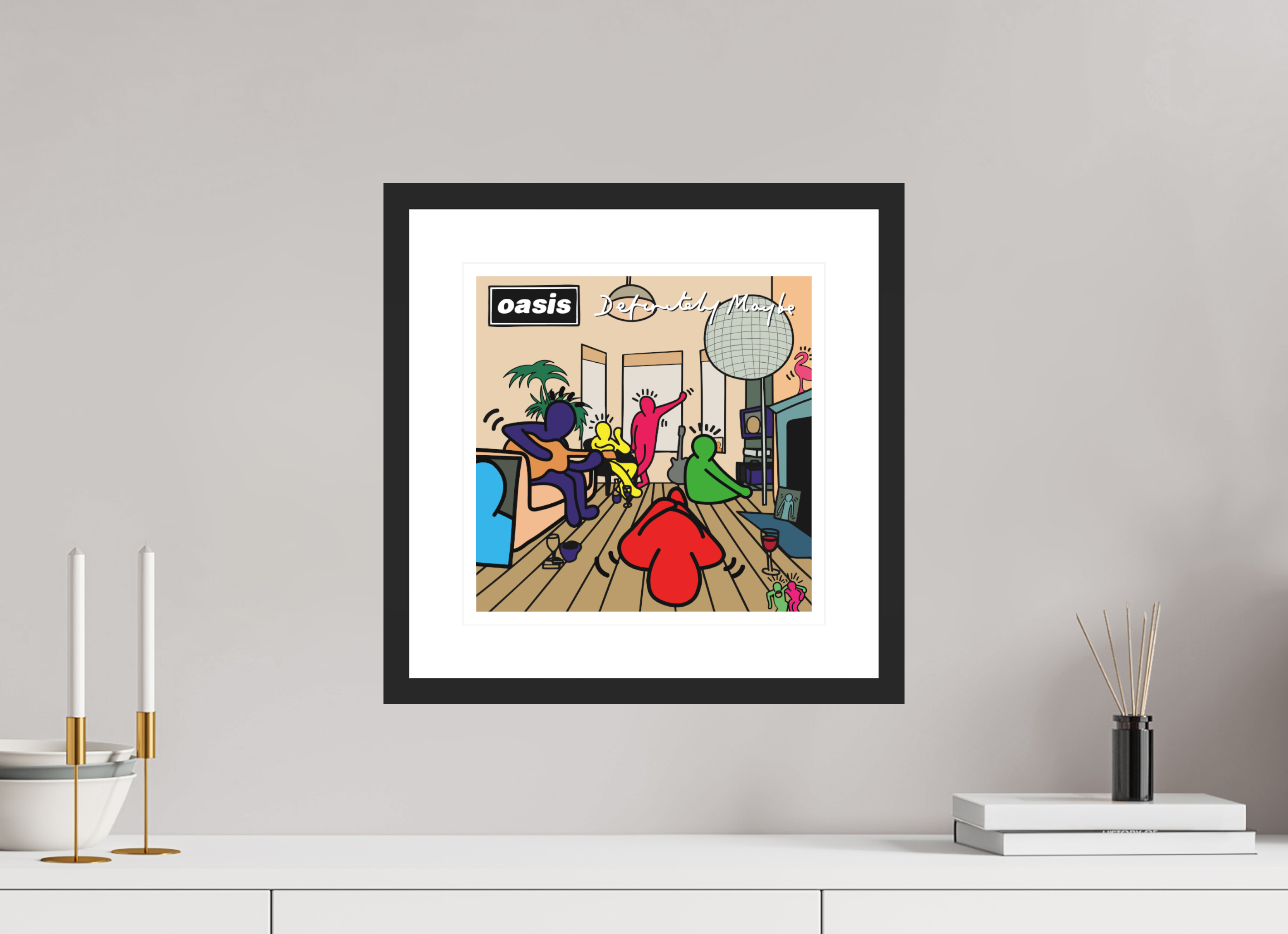 30 x 30 cm, FRAMED BLACK Definitely Maybe Keith