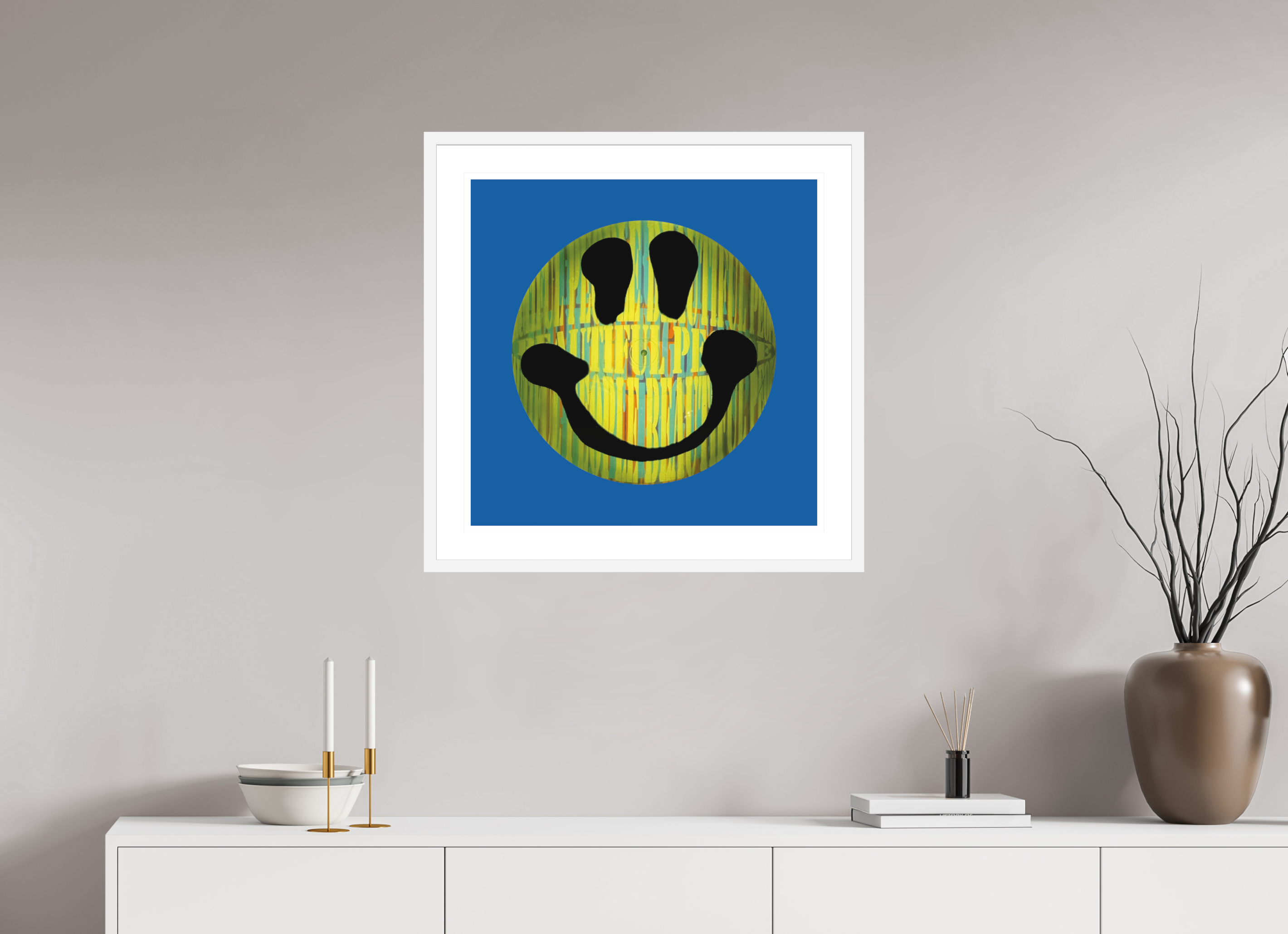 60 x 60 cm, FRAMED WHITE On the record 6 metallic print