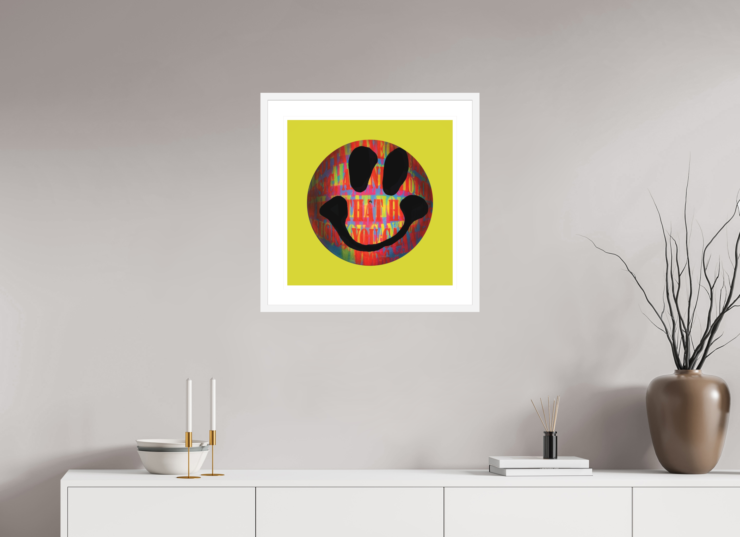 50 x 50 cm, FRAMED WHITE On the record 1 metallic print