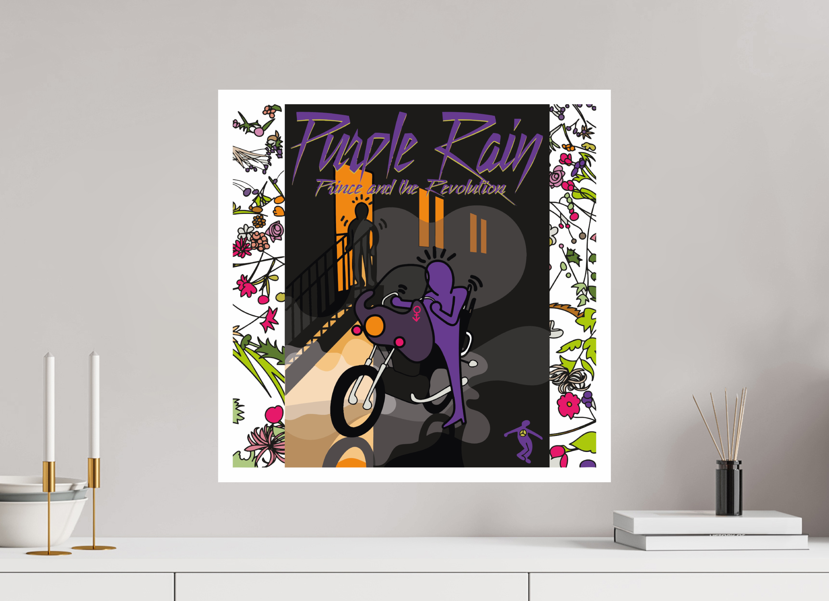 50 x 50 cm, UNFRAMED Purple rain