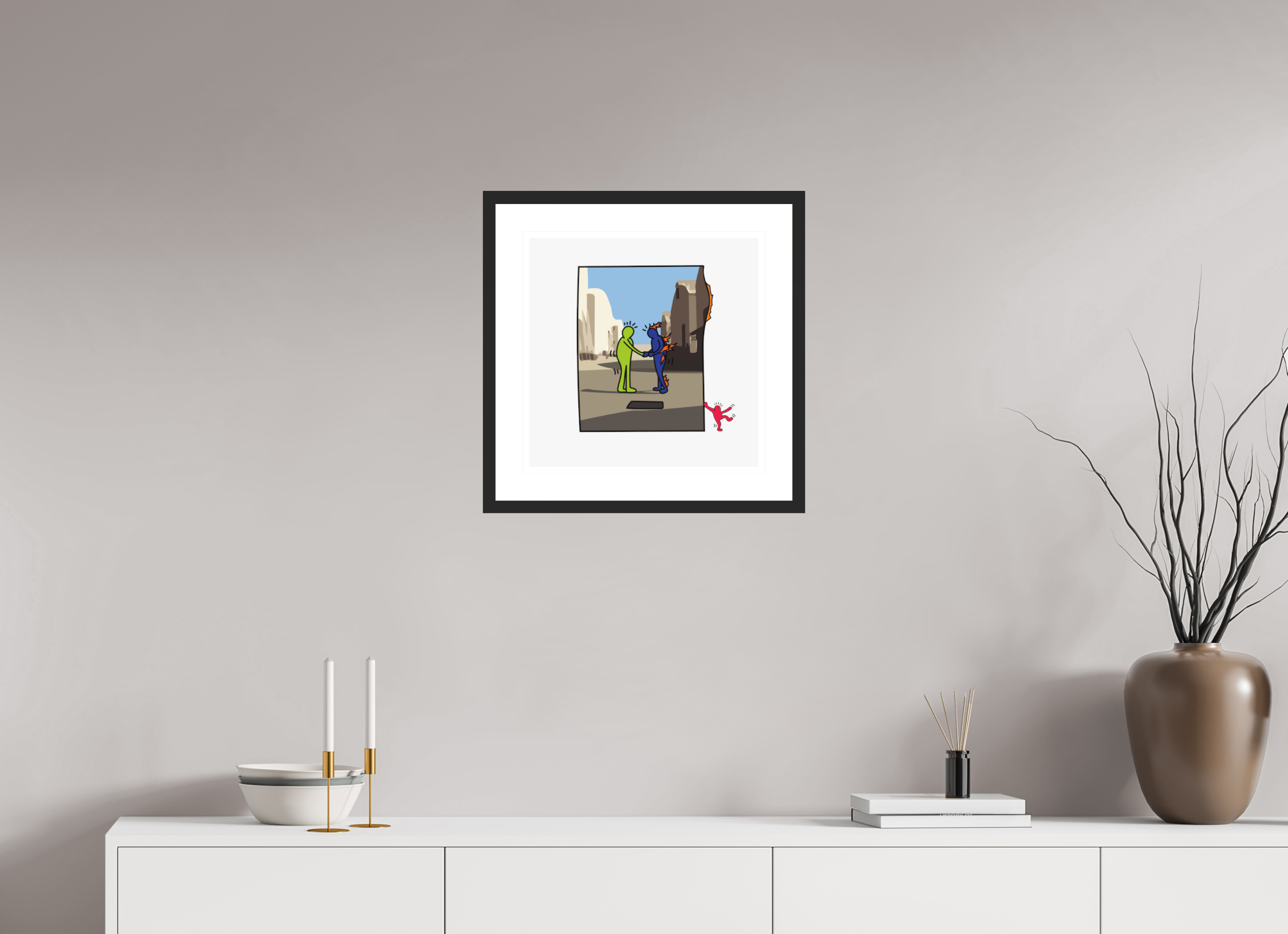 40 x 40 cm, FRAMED Wish you were here