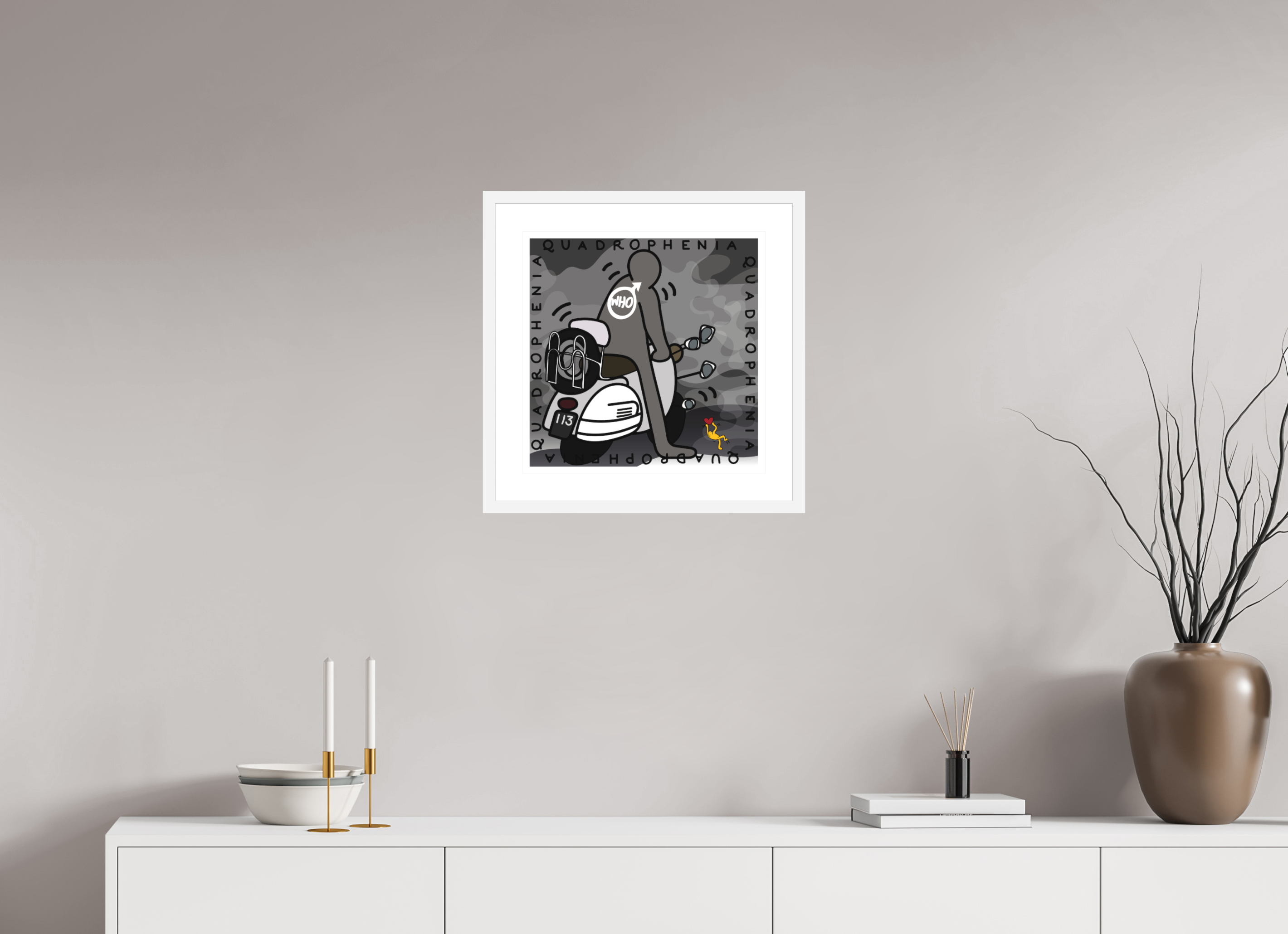 40 x 40 cm, FRAMED WHITE Quadrophenia