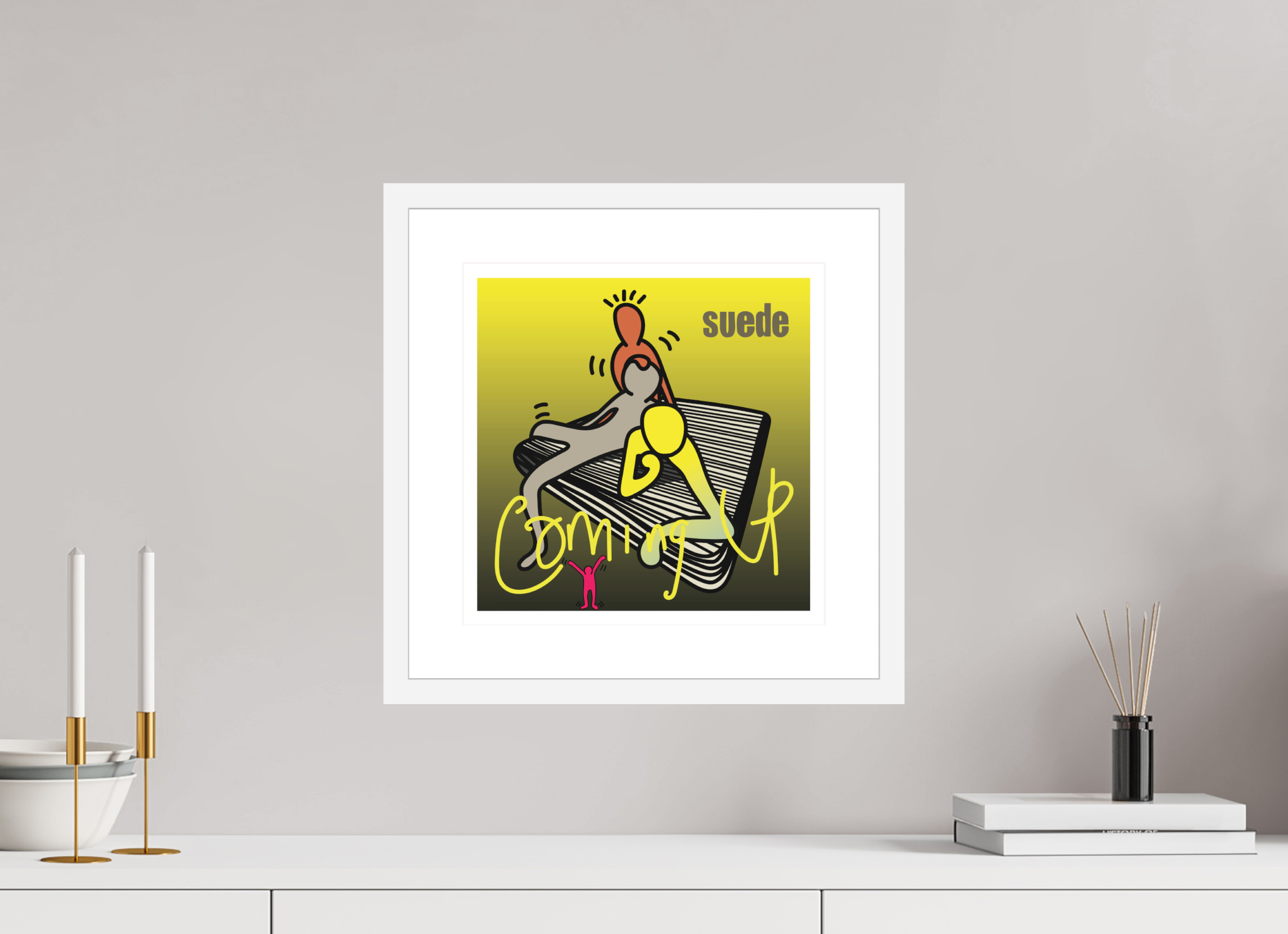 30 x 30 cm, FRAMED WHITE Suede