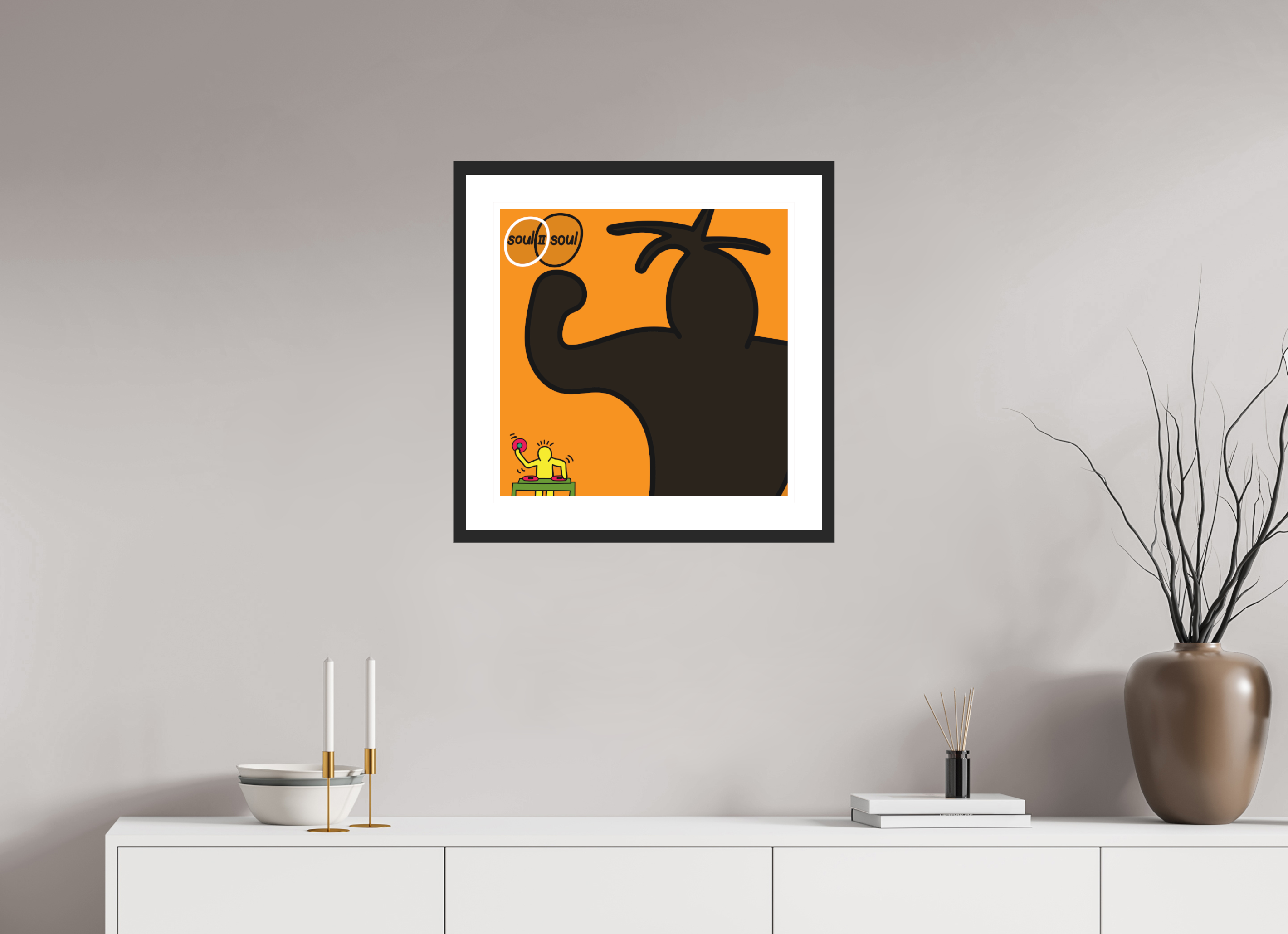 50 x 50 cm, FRAMED BLACK Soul II Soul