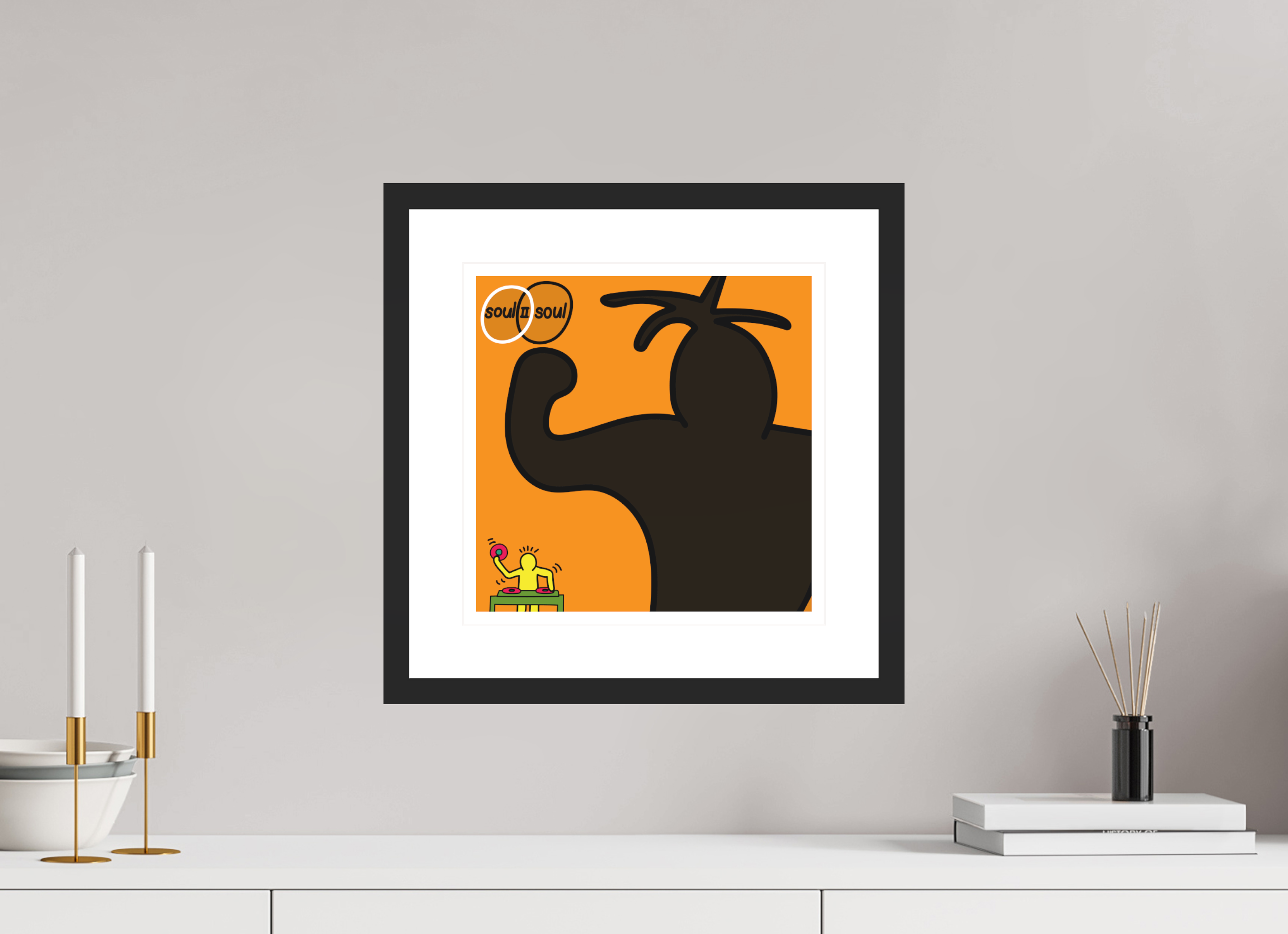 30 x 30 cm, FRAMED BLACK Soul II Soul