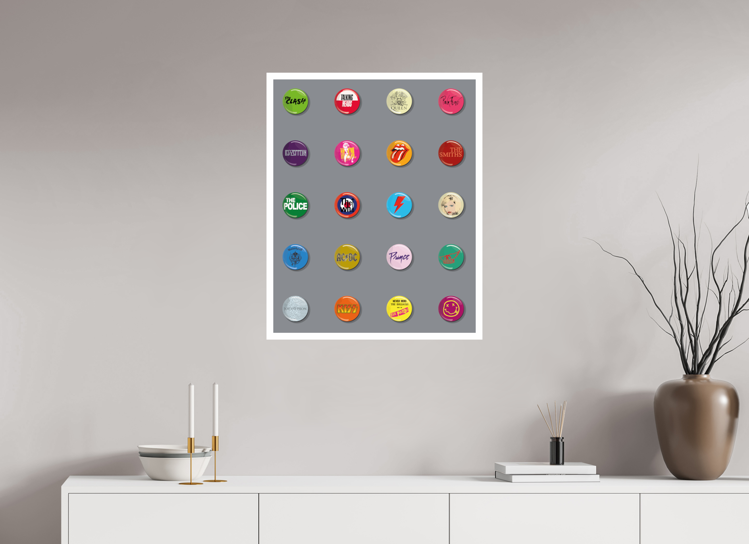 60 x 75 cm, UNFRAMED Badges of my life grey