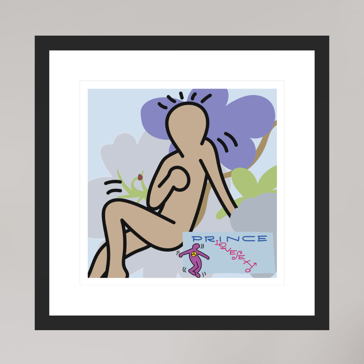 30 x 30 cm, FRAMED BLACK Prince Love Sexy