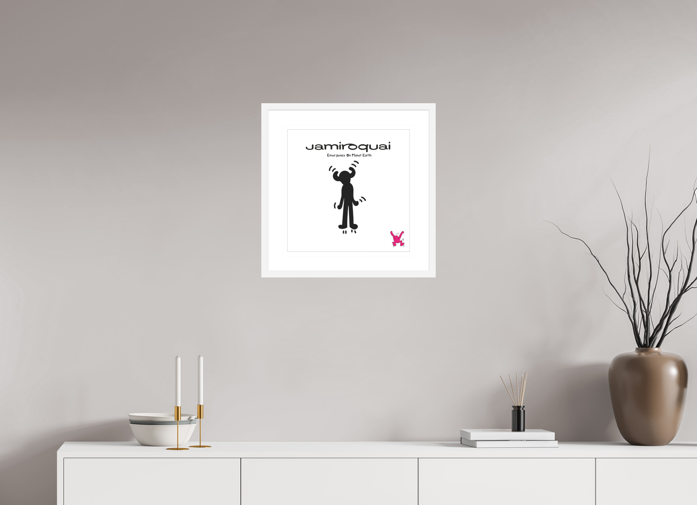 40 x 40 cm, FRAMED WHITE Jamiroqui