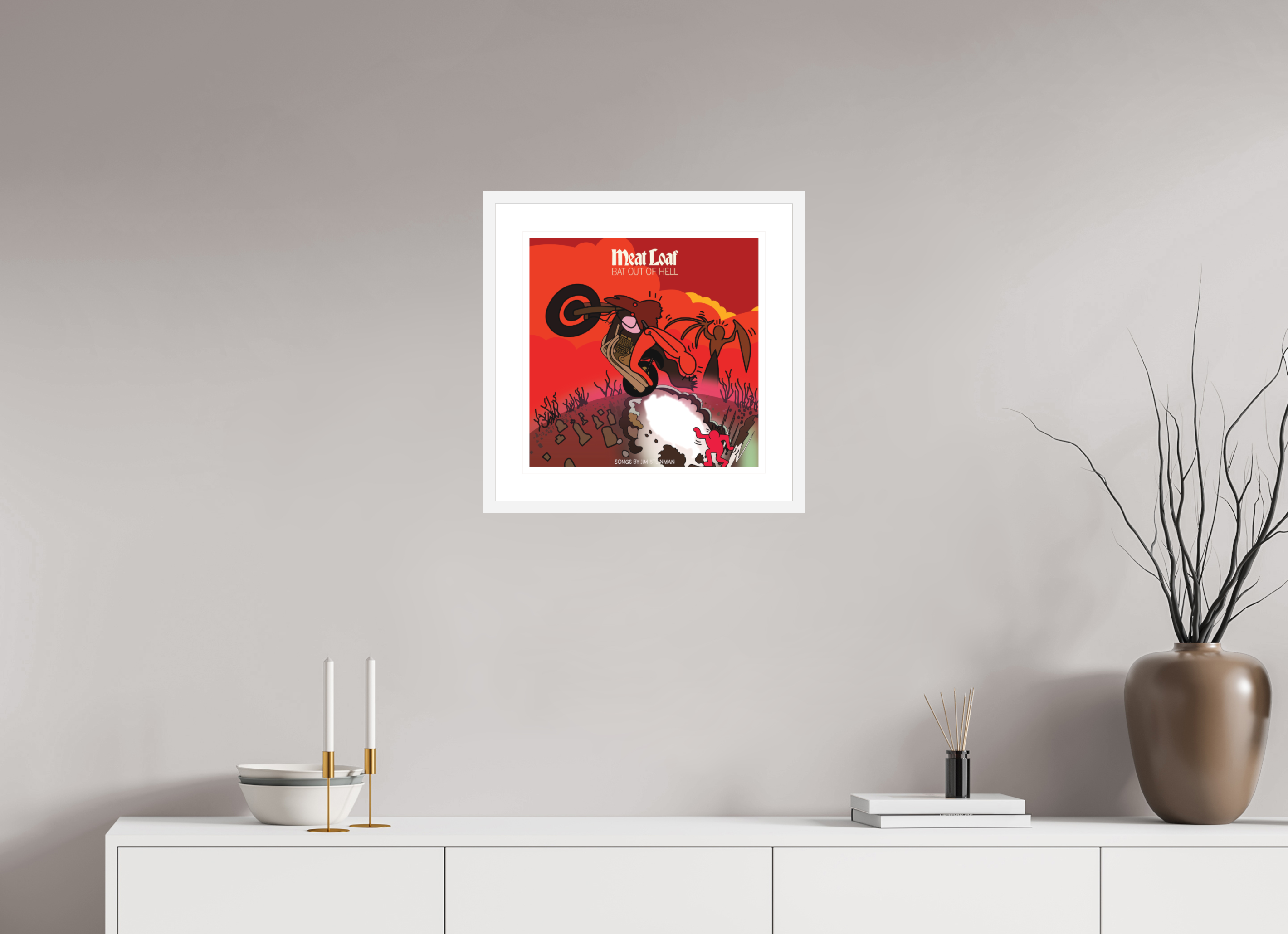 40 x 40 cm, FRAMED WHITE Meatloaf