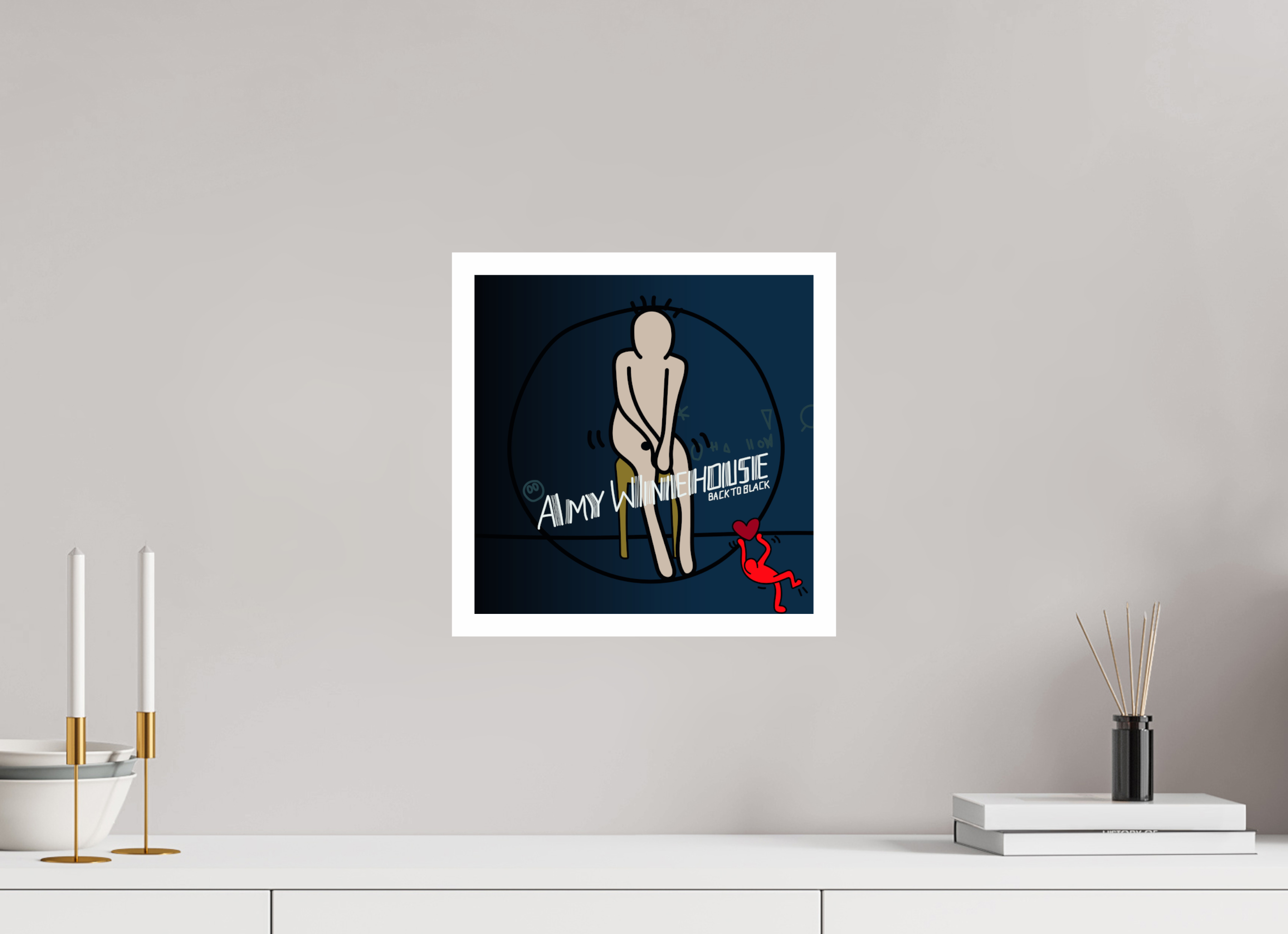 30 x 30 cm, UNFRAMED Back to black