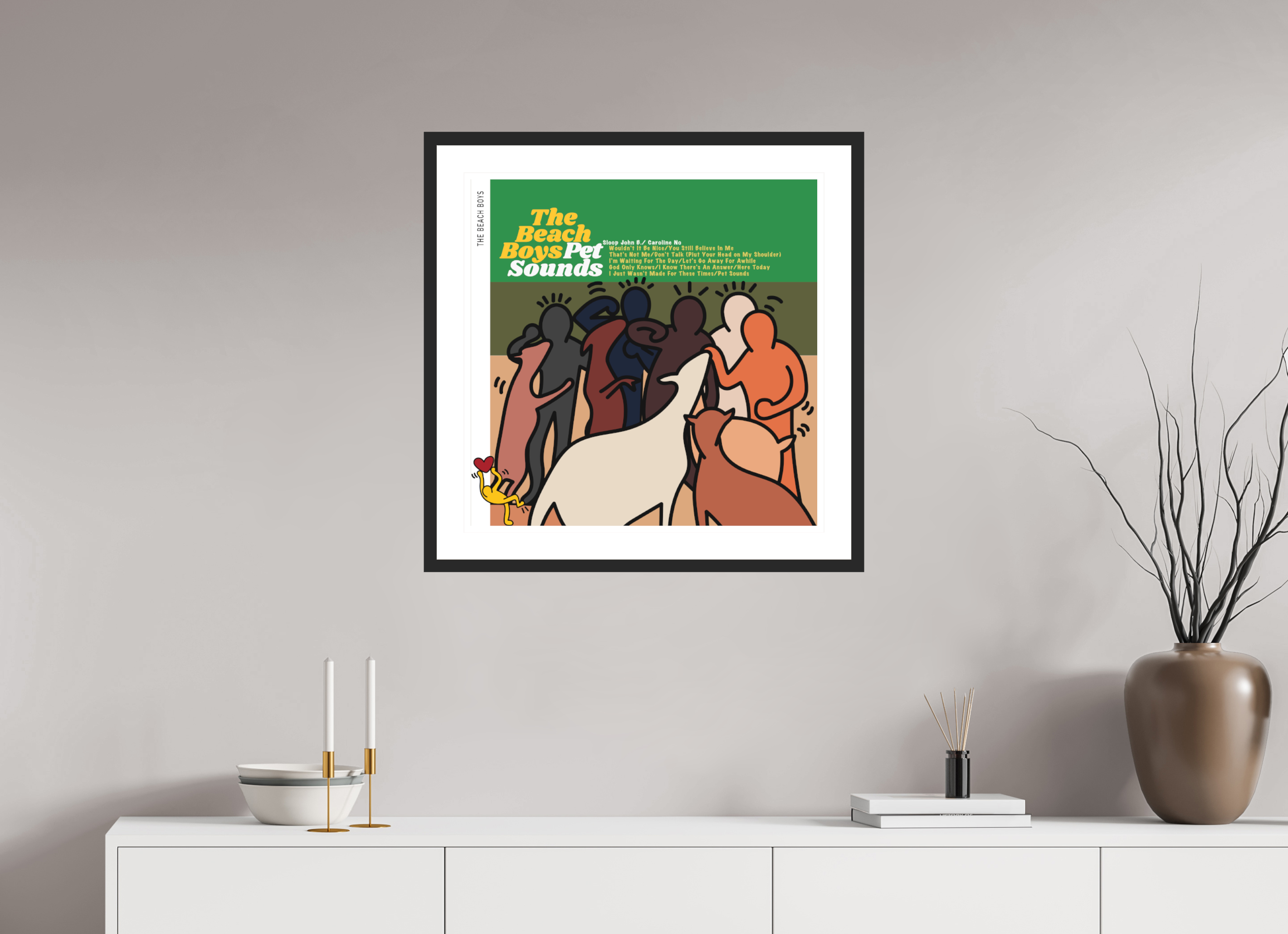 60 x 60 cm, FRAMED BLACK Beach Boys