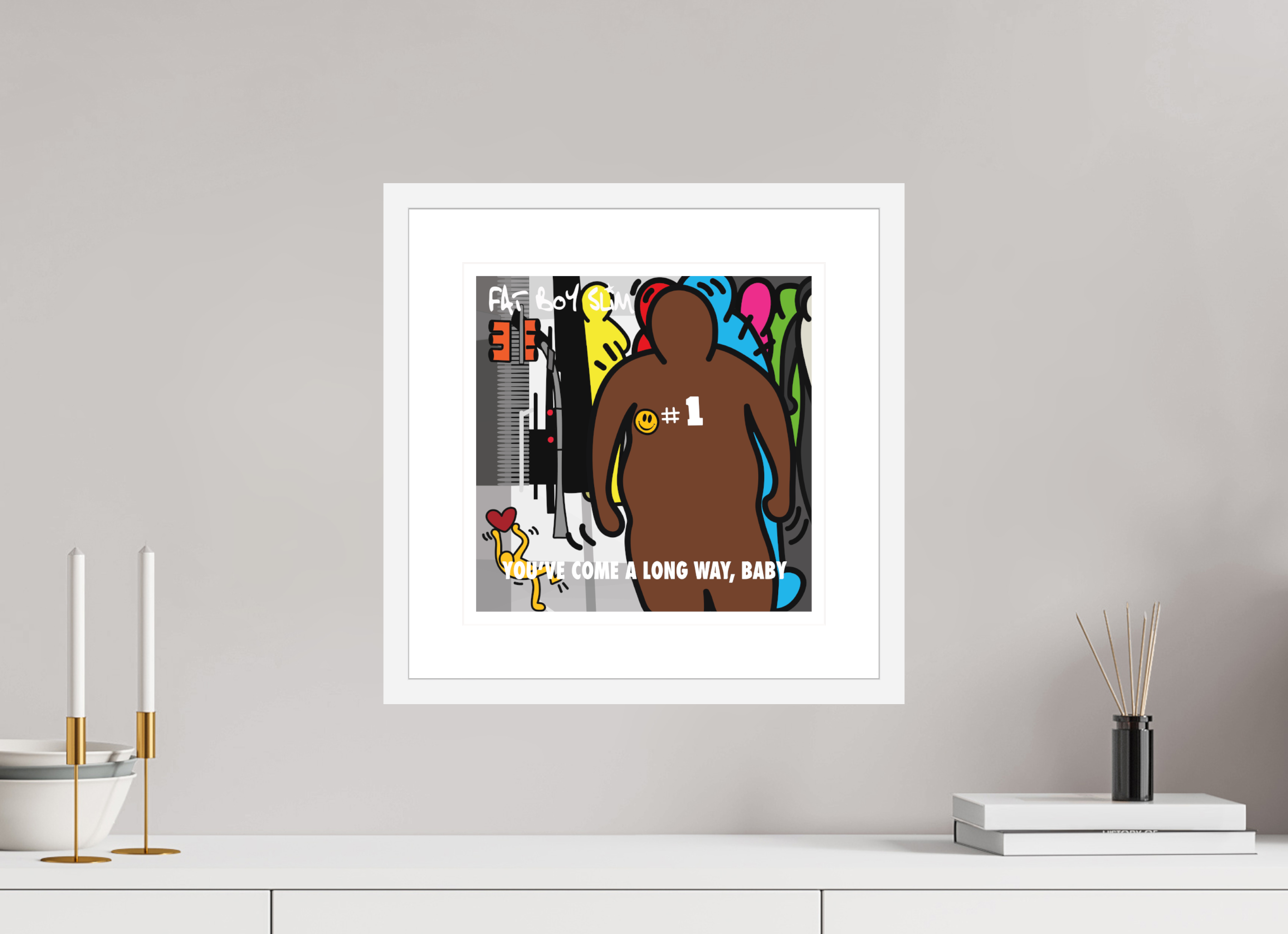 30 x 30 cm, FRAMED WHITE Fatboy Slim