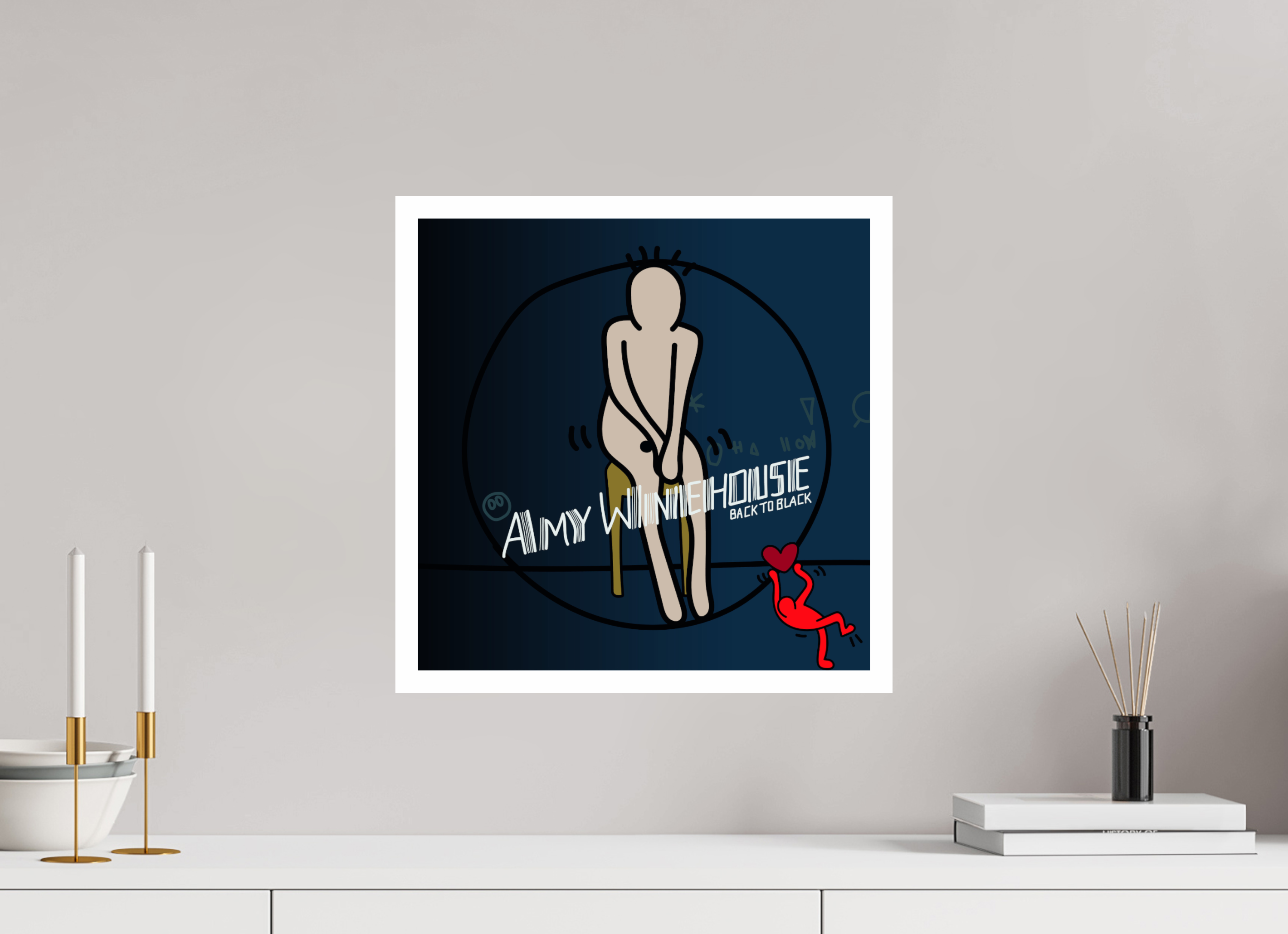 40 x 40 cm, UNFRAMED Back to black