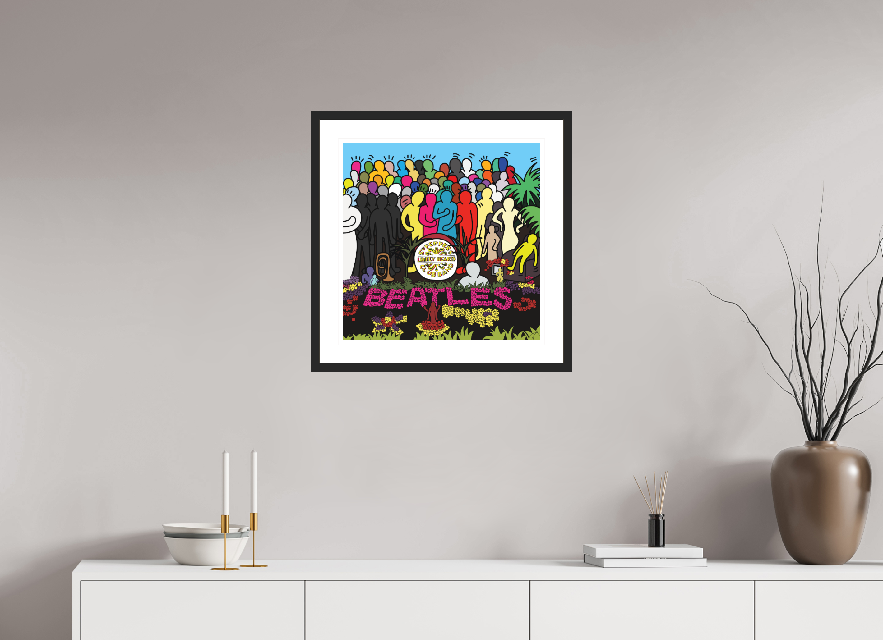 50 x 50 cm, FRAMED BLACK Sgt Pepper