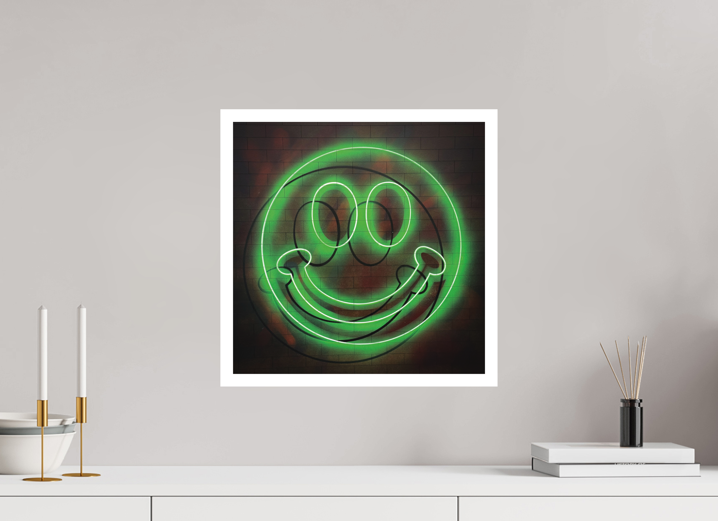 40 x 40 cm, Hahnemuhle rag matte Electric smile green