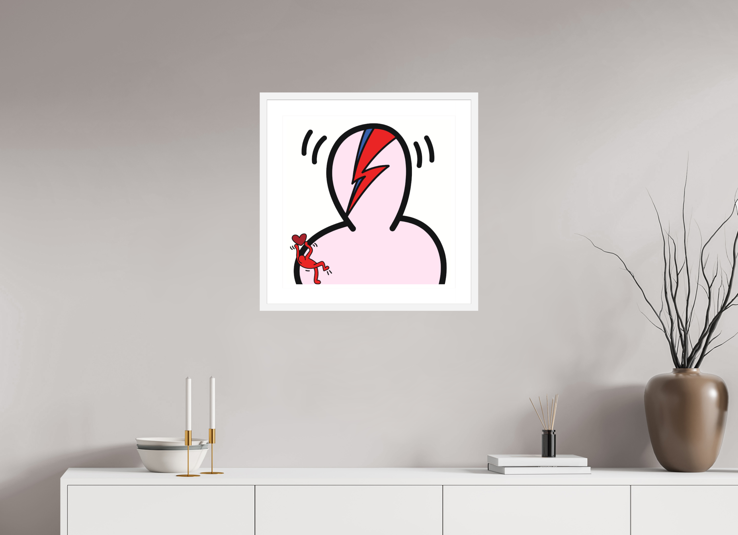50 x 50 cm, FRAMED WHITE Bowie