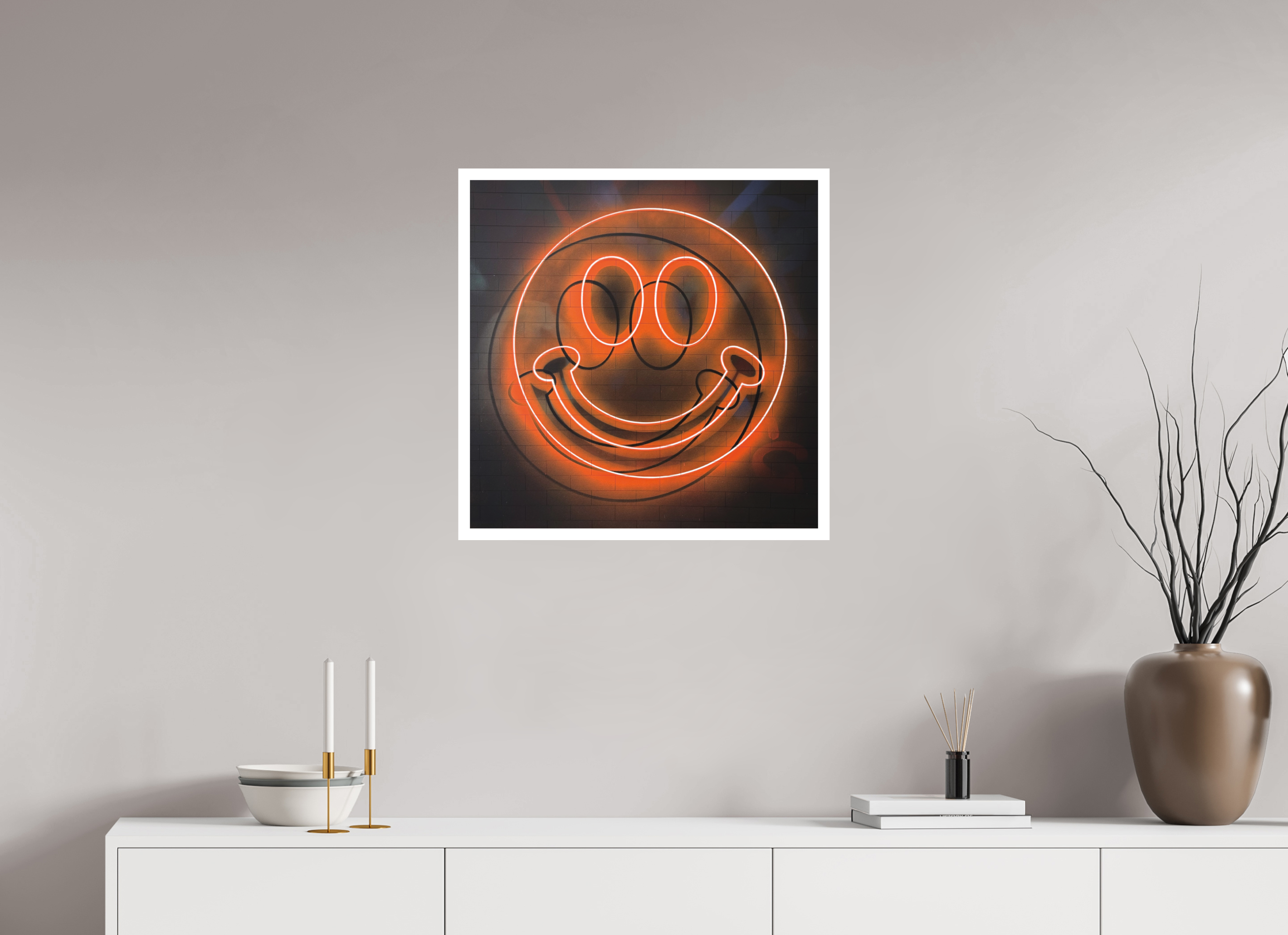 60 x 60 cm, Hahnemuhle rag matte Electric Smile orange