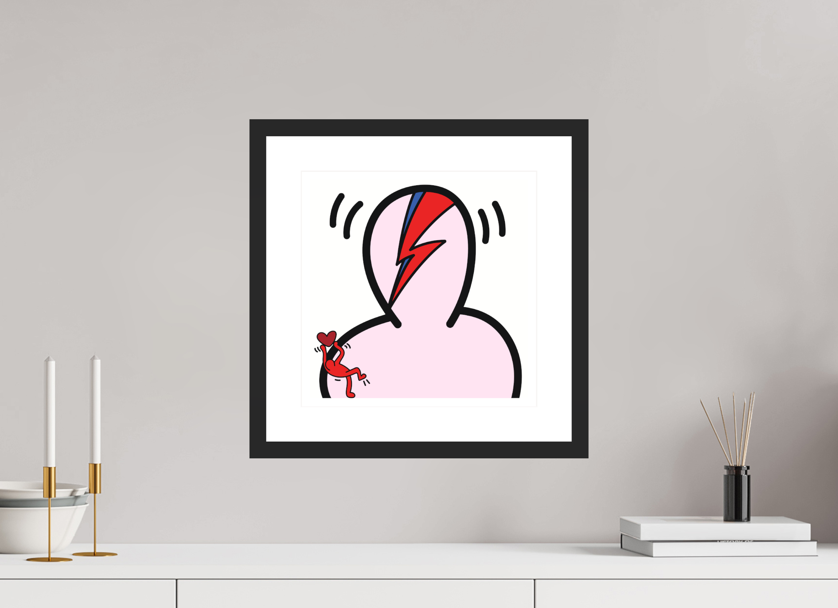 30 x 30 cm, FRAMED BLACK Bowie