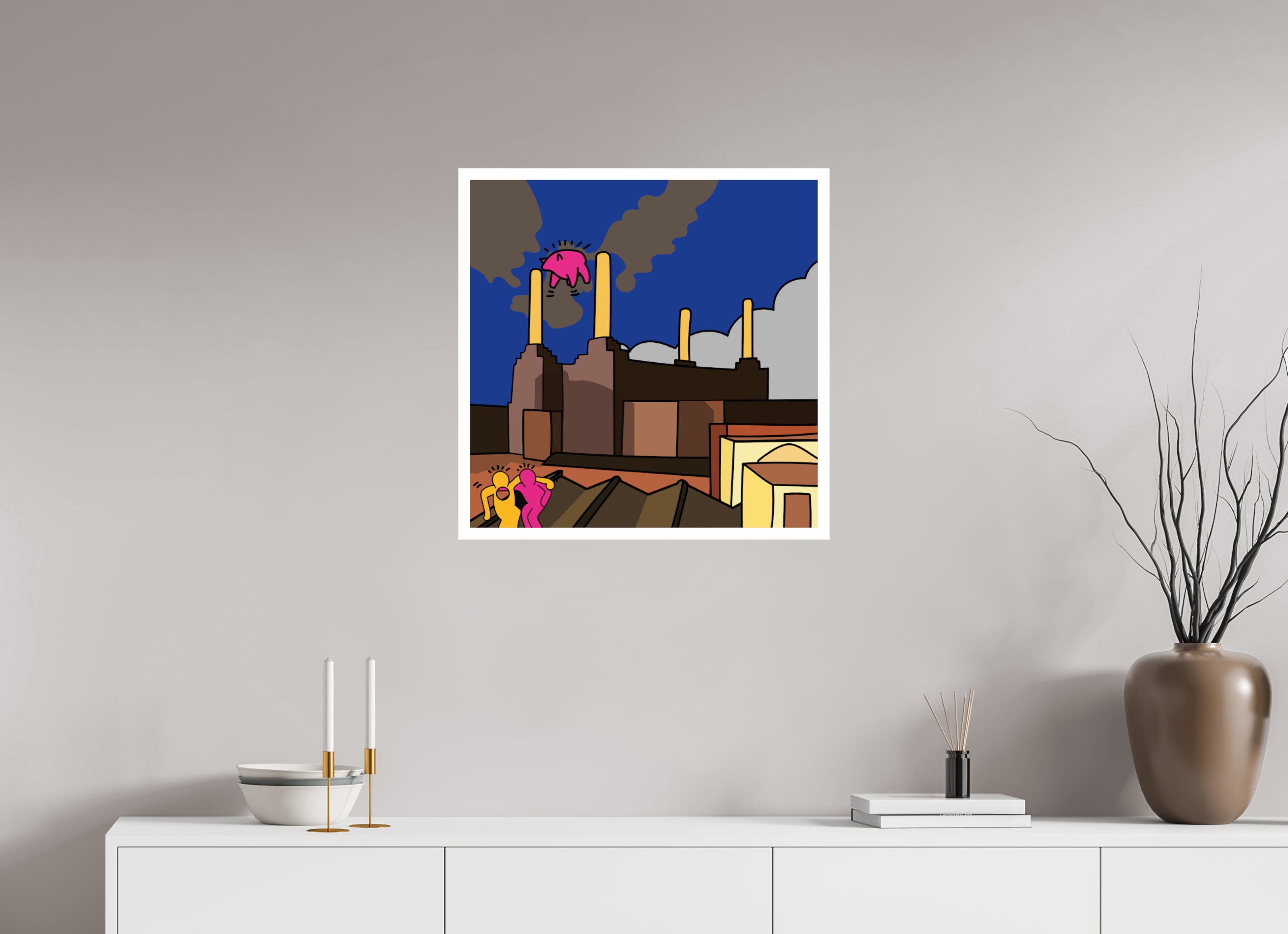 60 x 60 cm, UNFRAMED Animals Pink Floyd