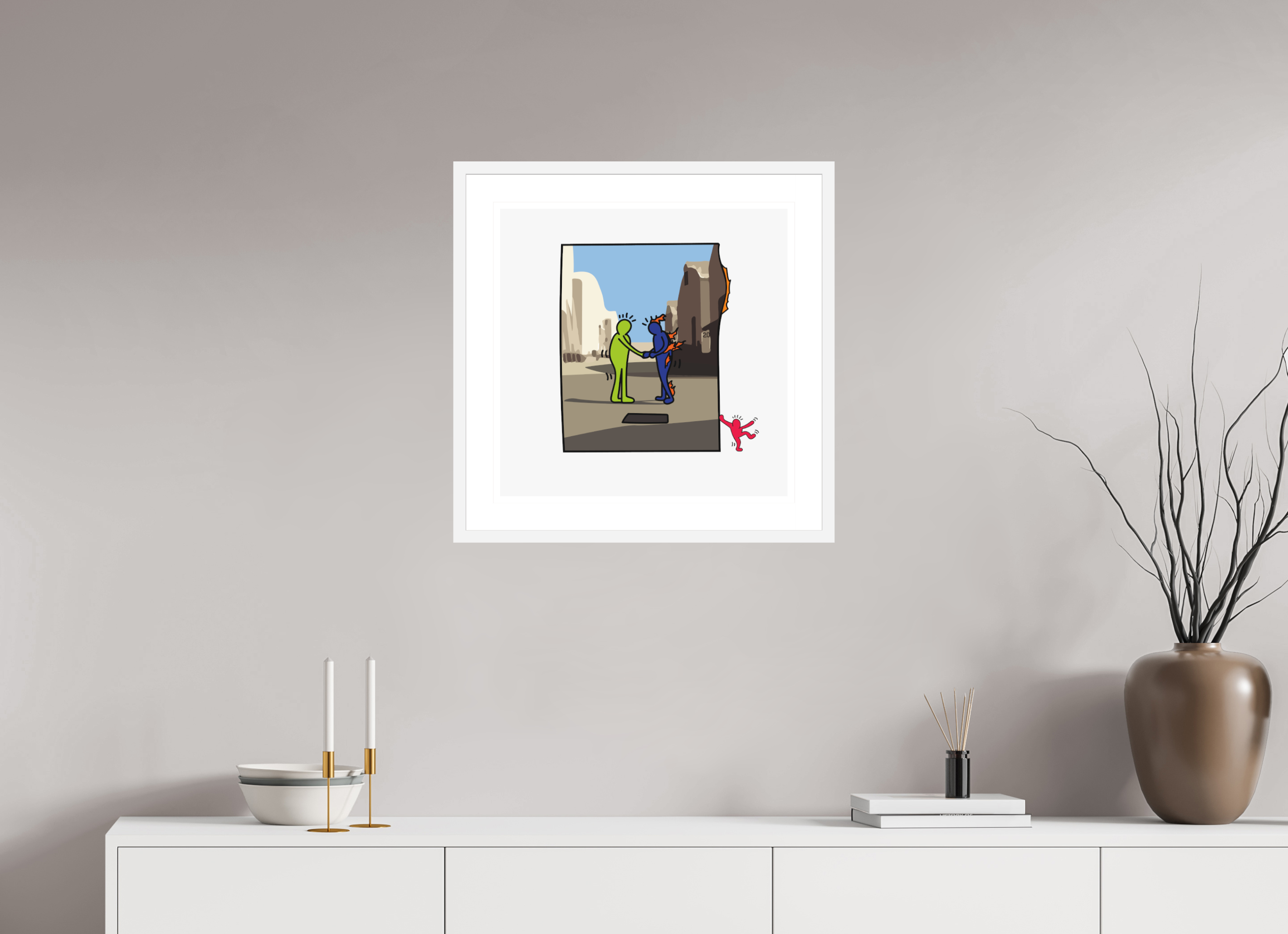 50 x 50 cm, FRAMED WHITE Wish You Were Here