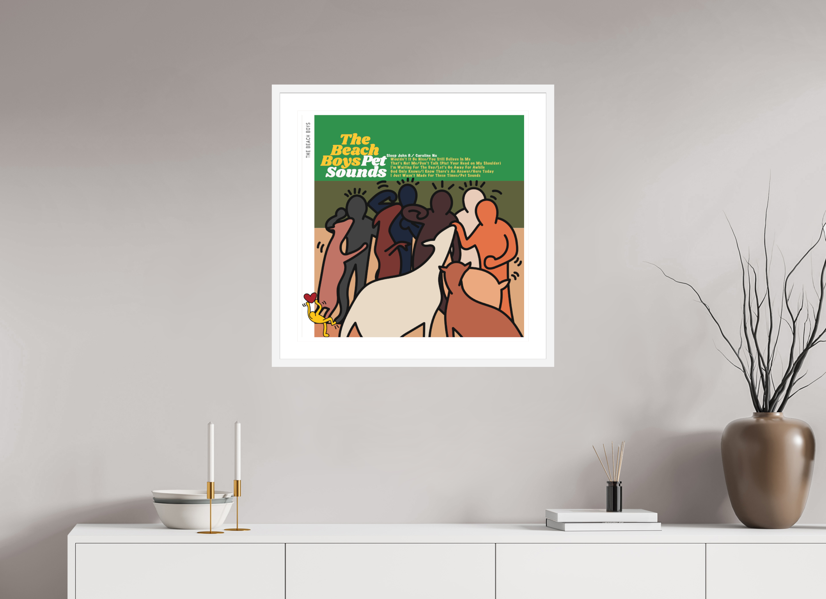 60 x 60 cm, FRAMED WHITE Beach Boys