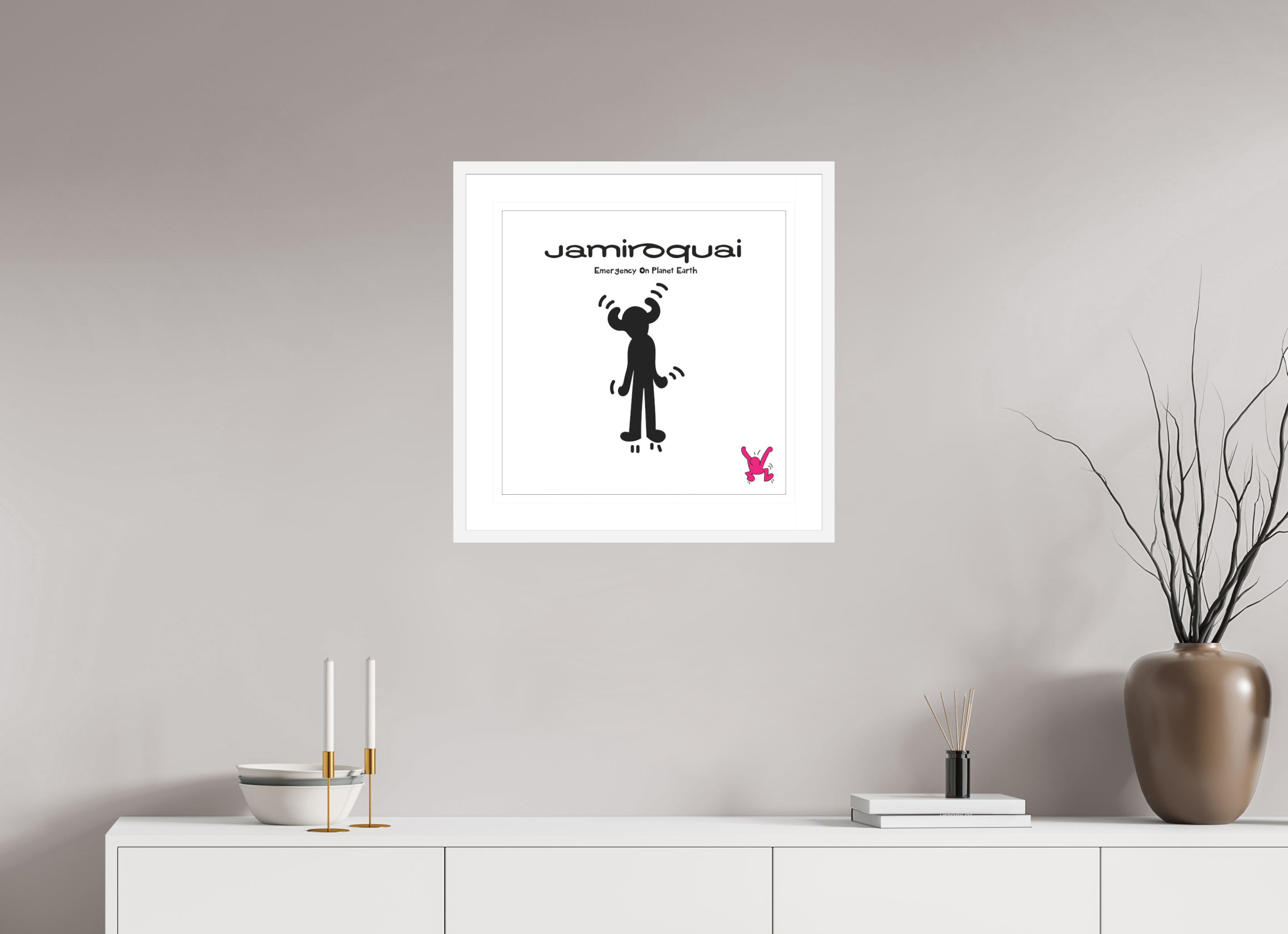 50 x 50 cm, FRAMED WHITE Jamiroqui