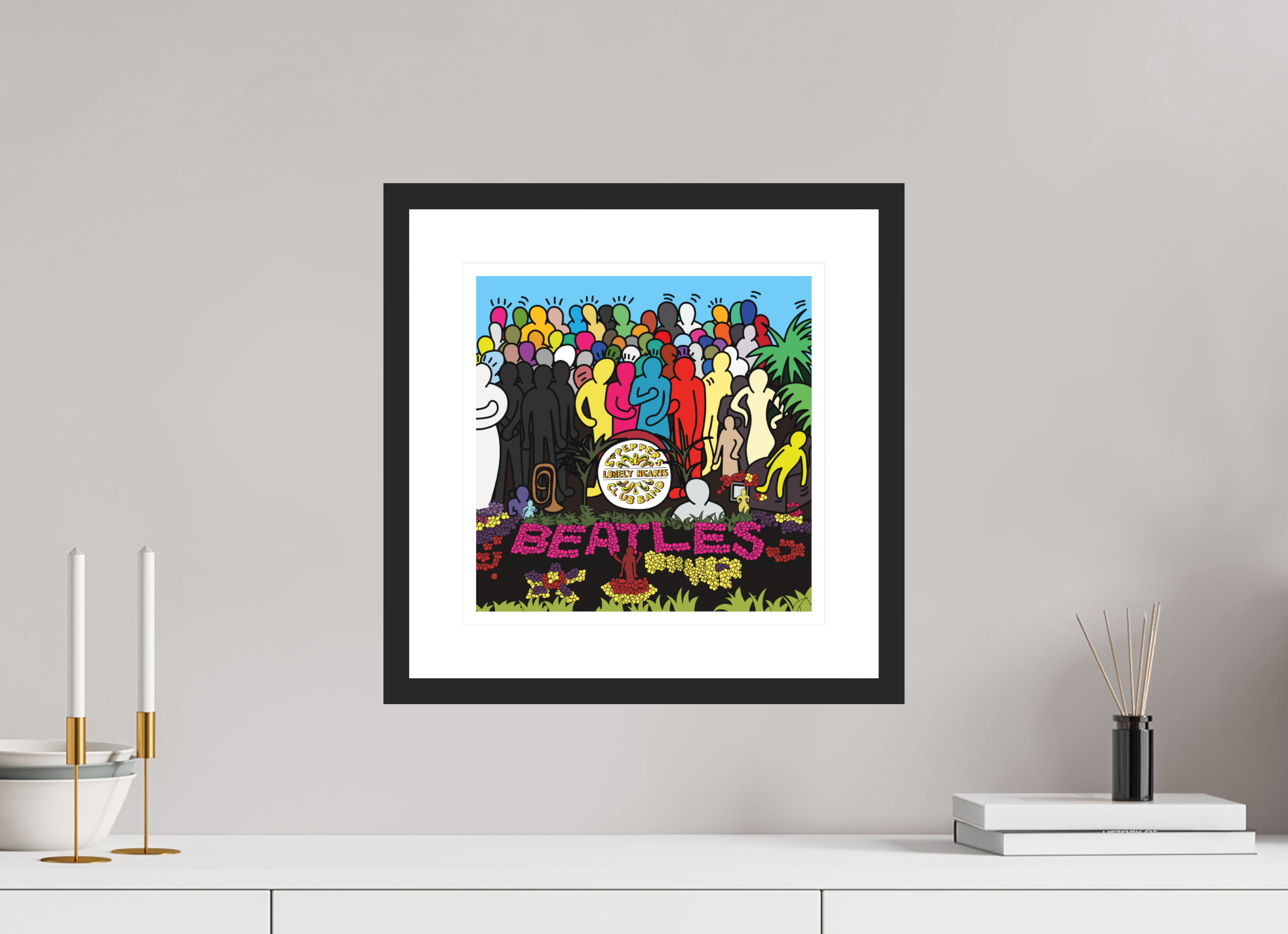 30 x 30 cm, FRAMED BLACK Sgt Pepper