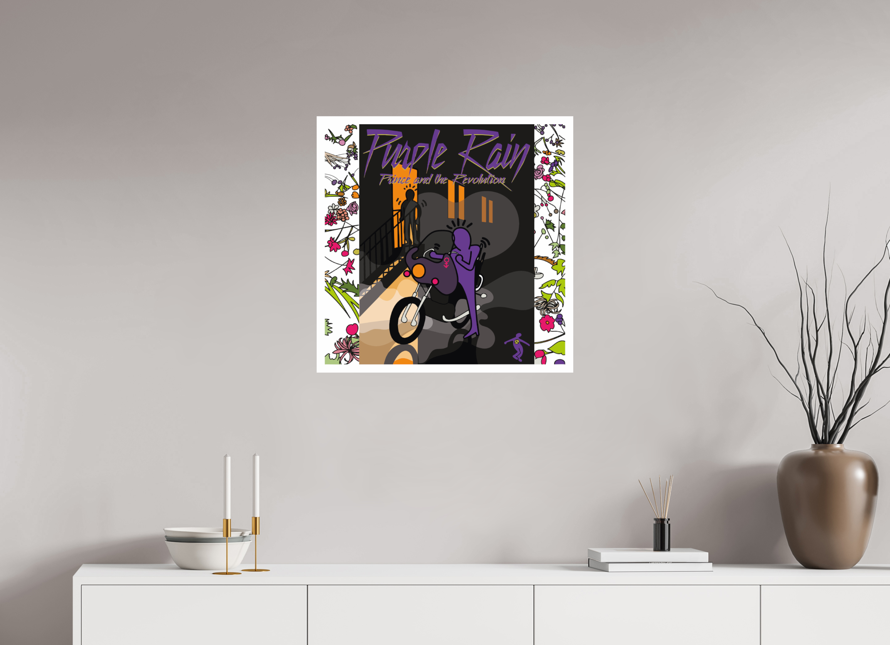 60 x 60 cm, UNFRAMED Purple rain