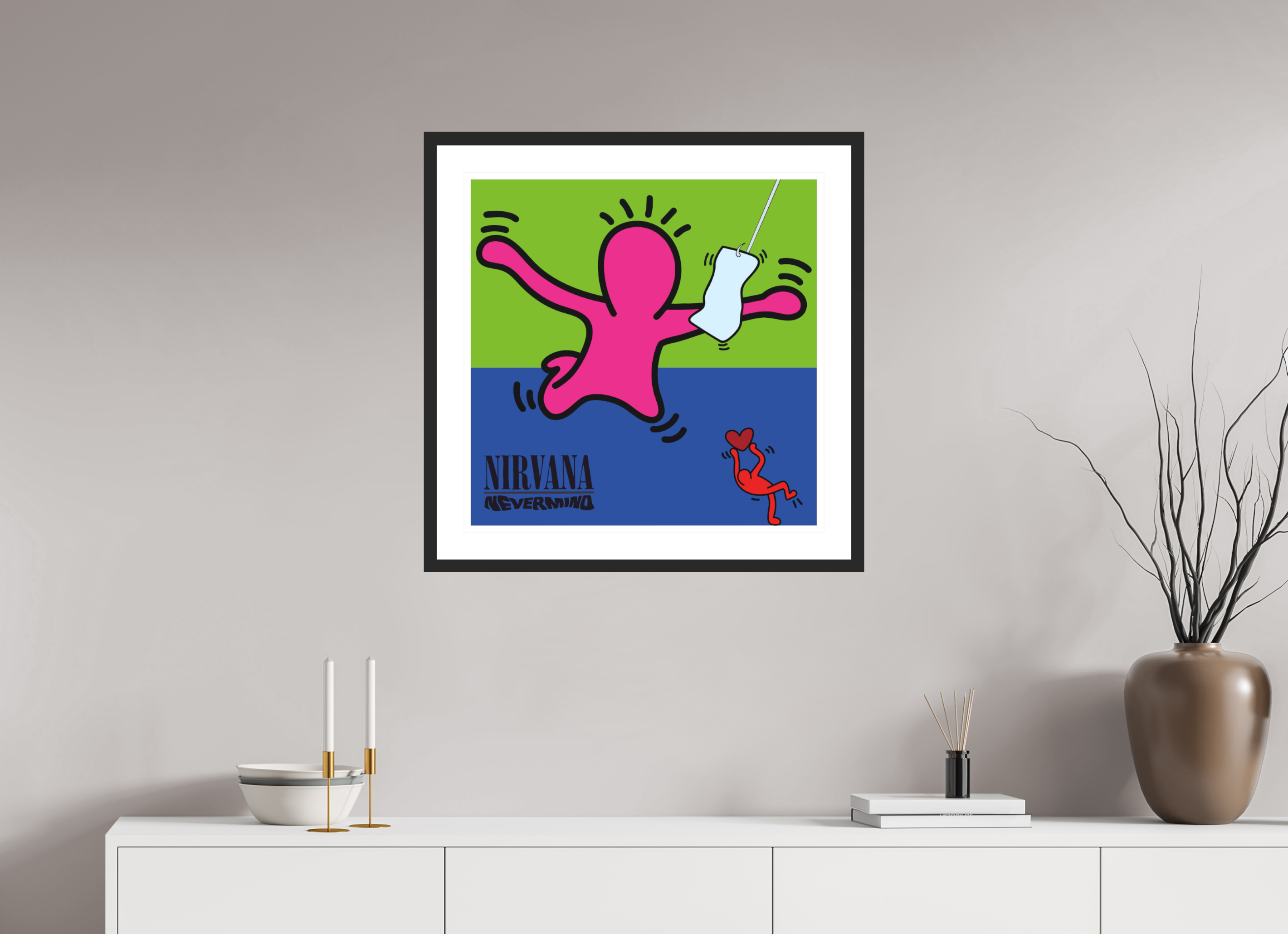60 x 60 cm, FRAMED BLACK Nirvana