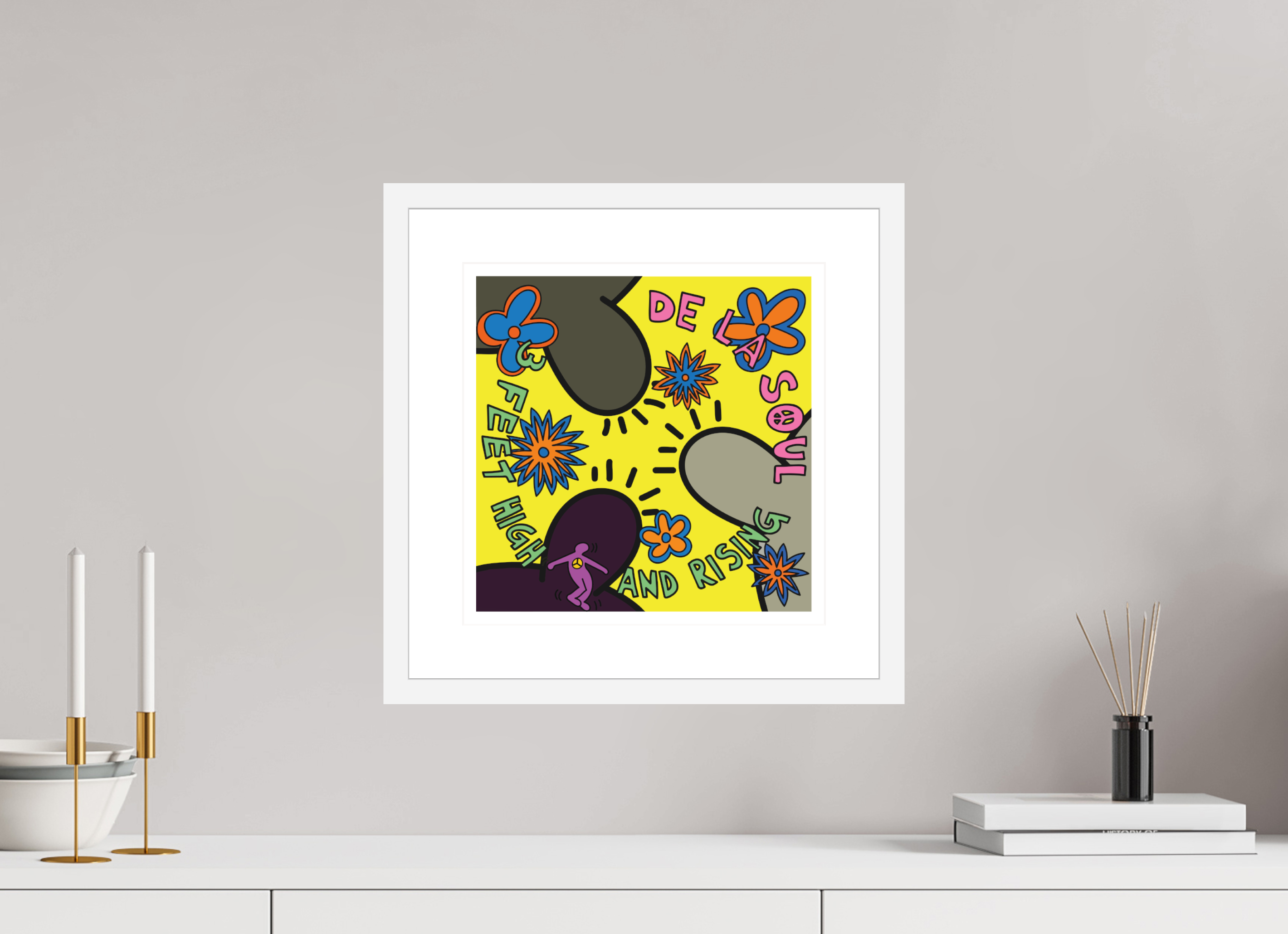 30 x 30 cm, FRAMED WHITE De La Soul