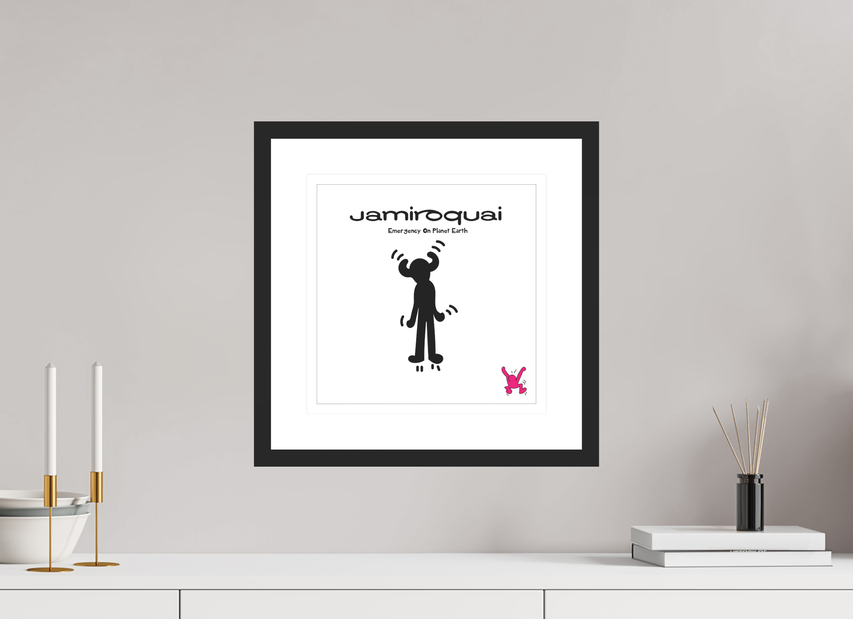 30 x 30 cm, FRAMED BLACK Jamiroqui