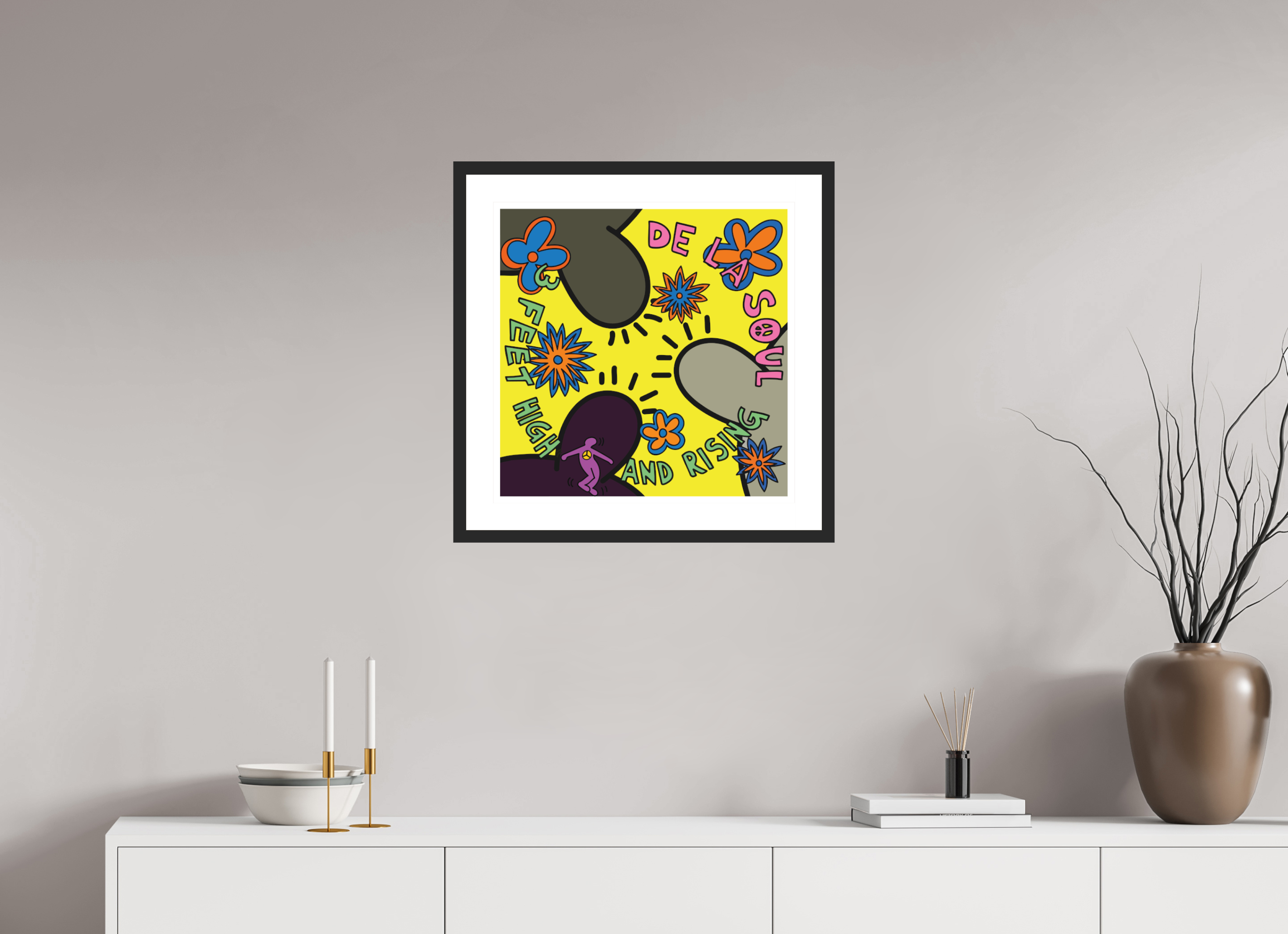 50 x 50 cm, FRAMED BLACK De La Soul