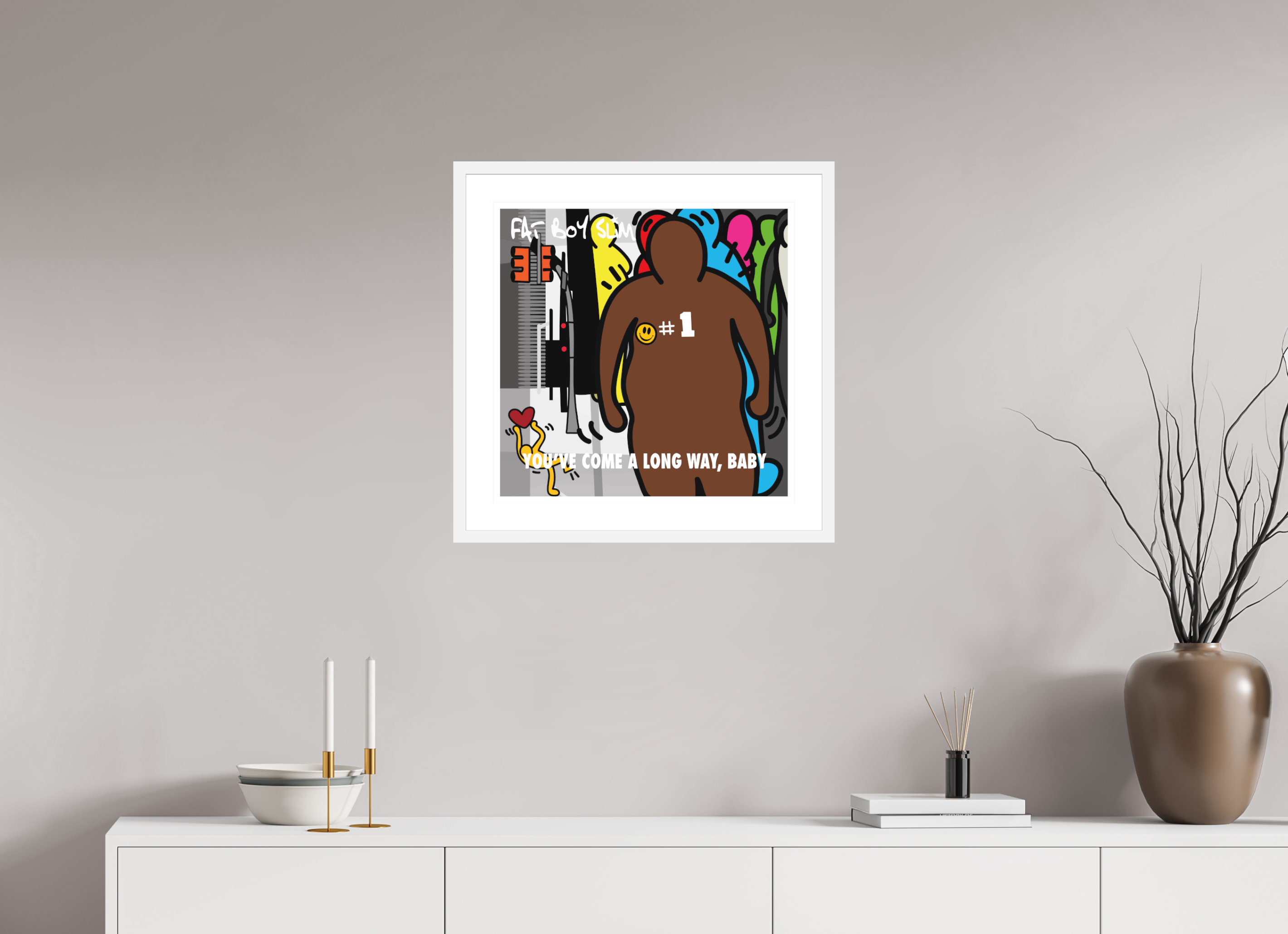 50 x 50 cm, FRAMED WHITE Fatboy Slim