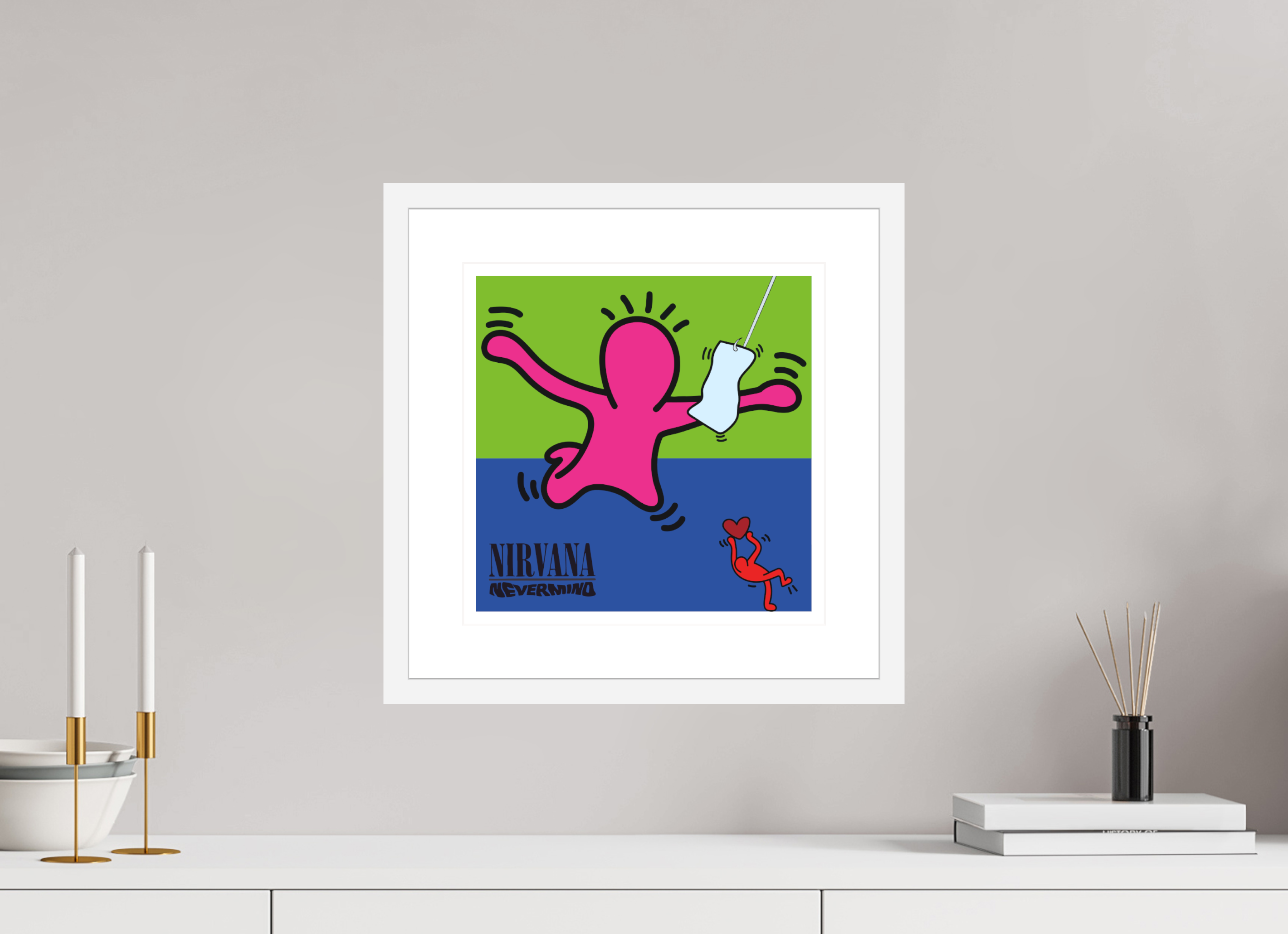 30 x 30 cm, FRAMED WHITE Nirvana