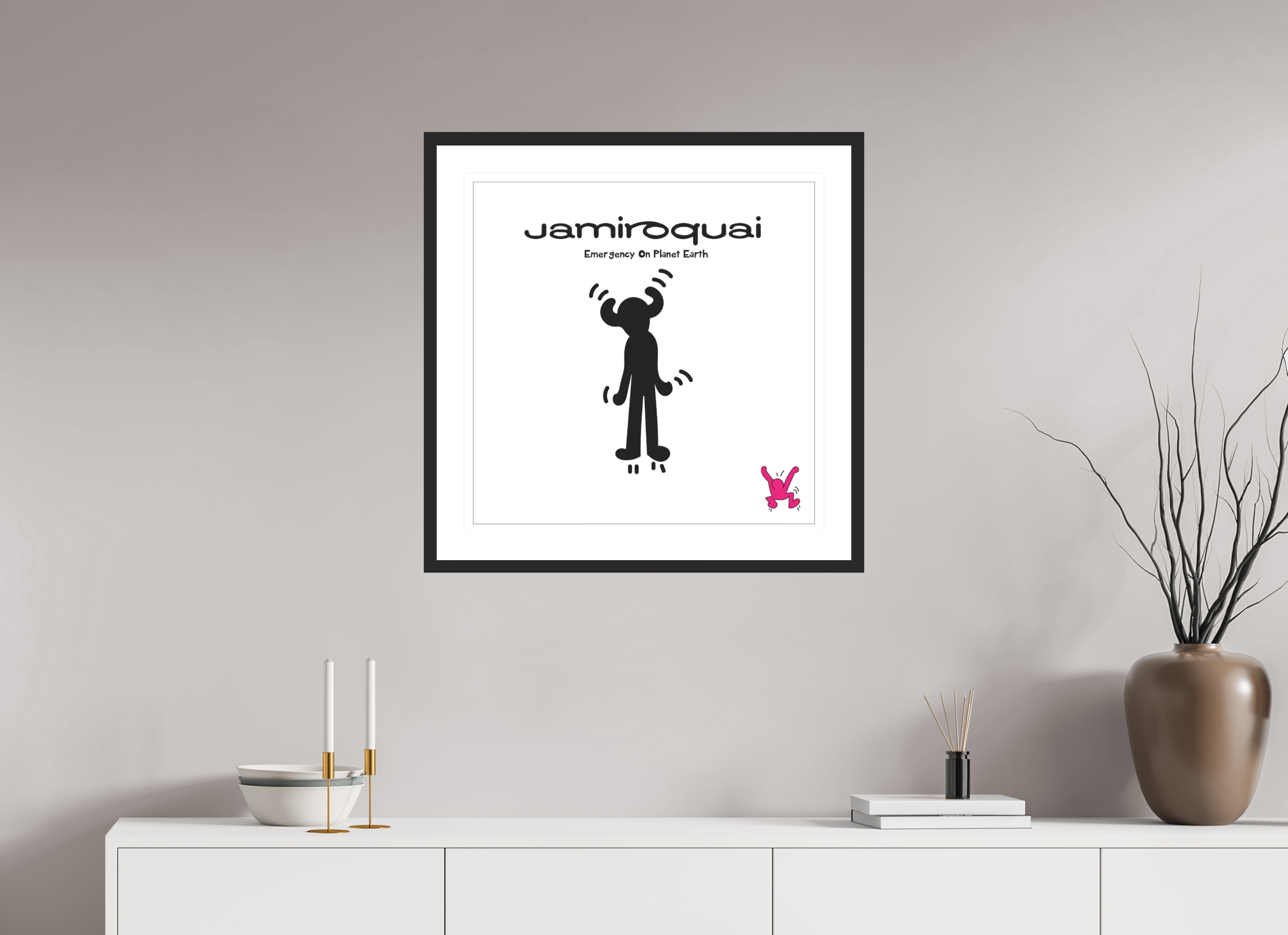 60 x 60 cm, FRAMED BLACK Jamiroqui