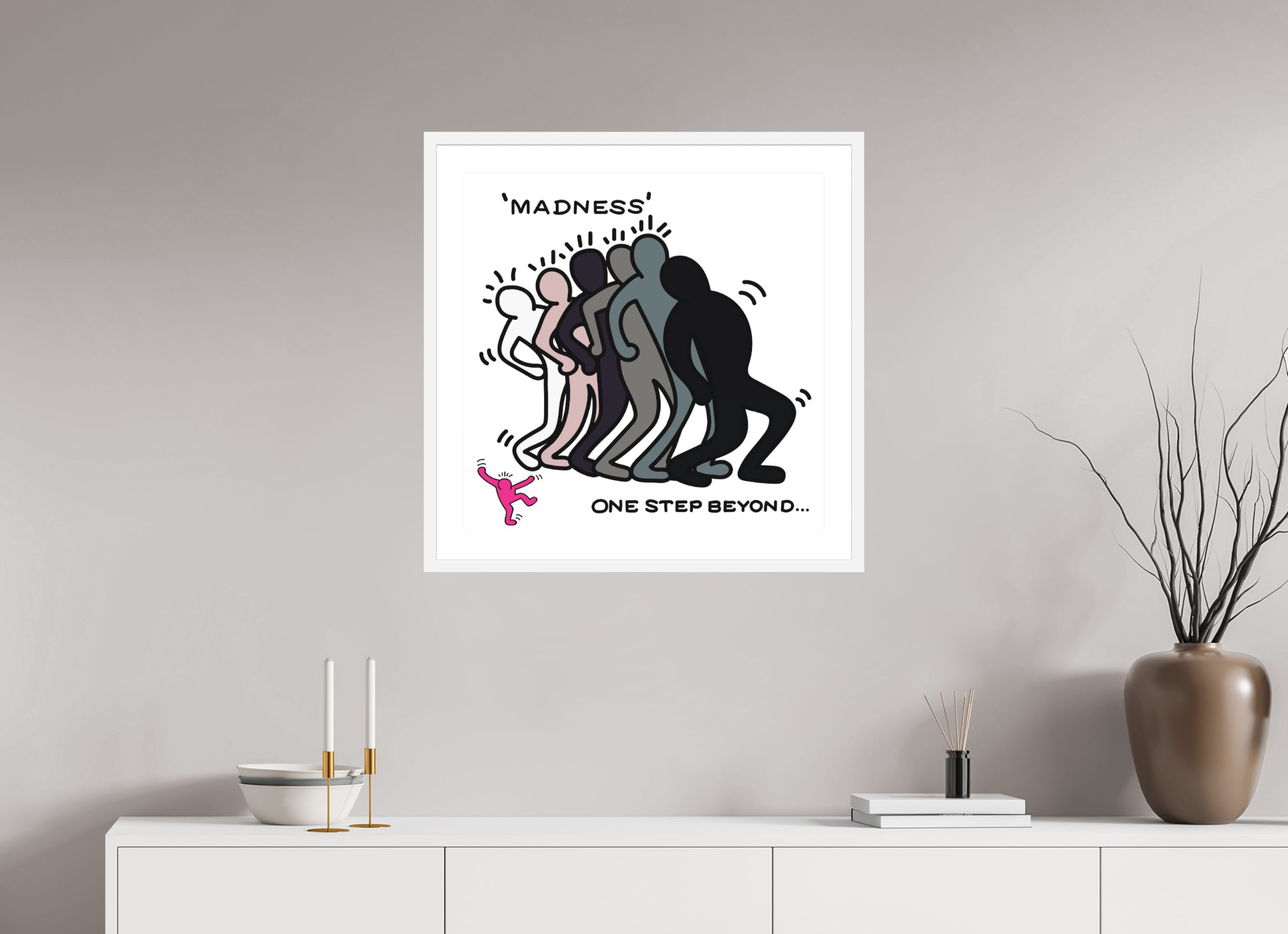 60 x 60 cm, FRAMED WHITE Madness