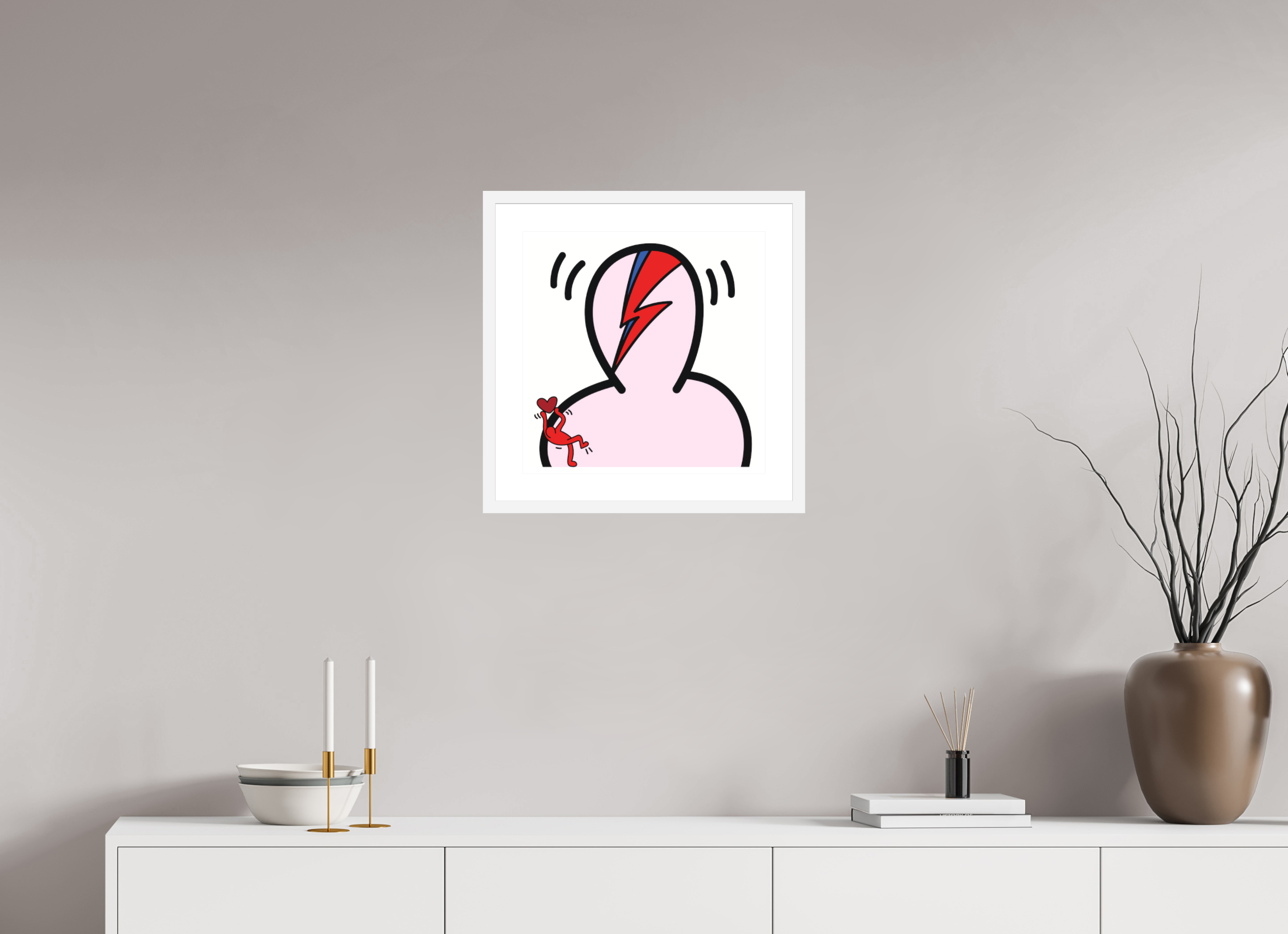 40 x 40 cm, FRAMED WHITE Bowie