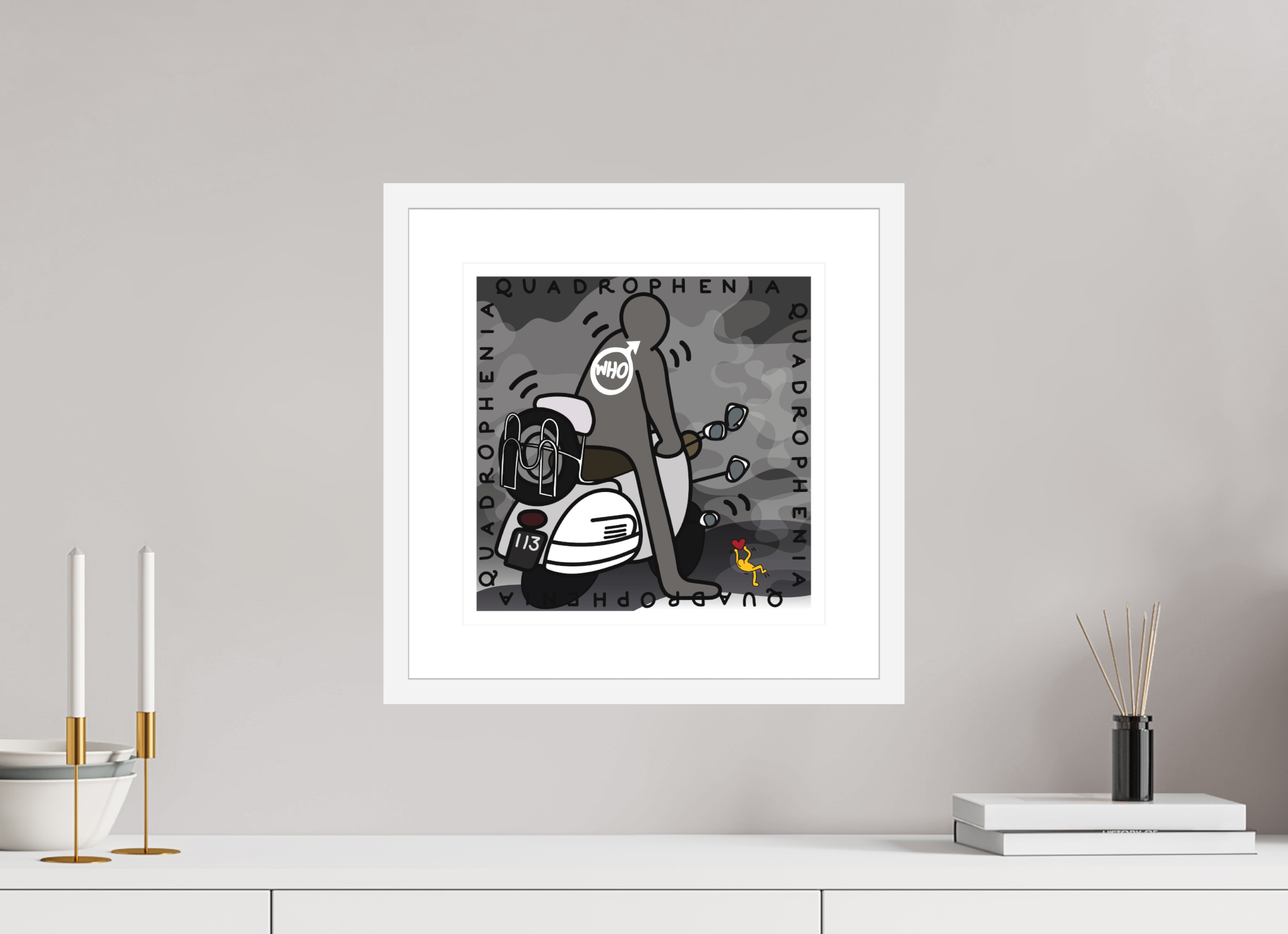 30 x 30 cm, FRAMED WHITE Quadrophenia