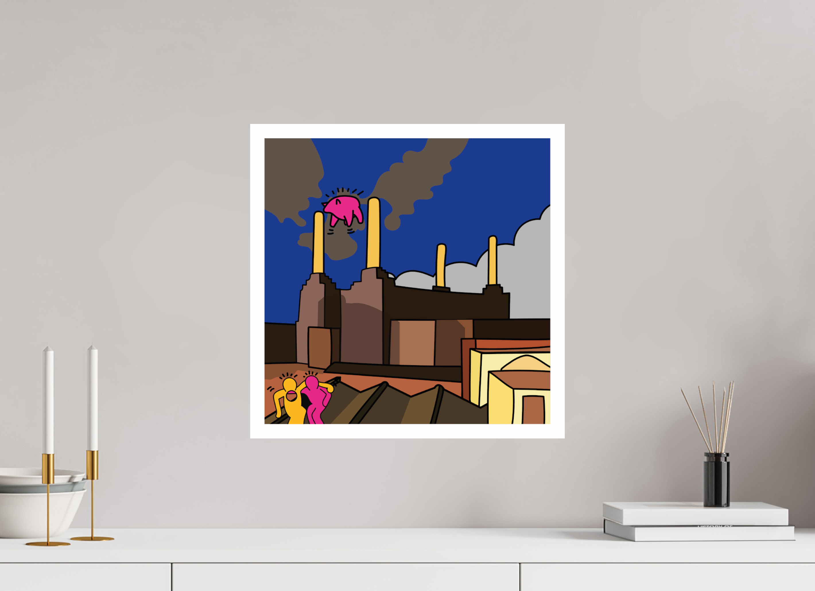 40 x 40 cm, UNFRAMED Animals Pink Floyd