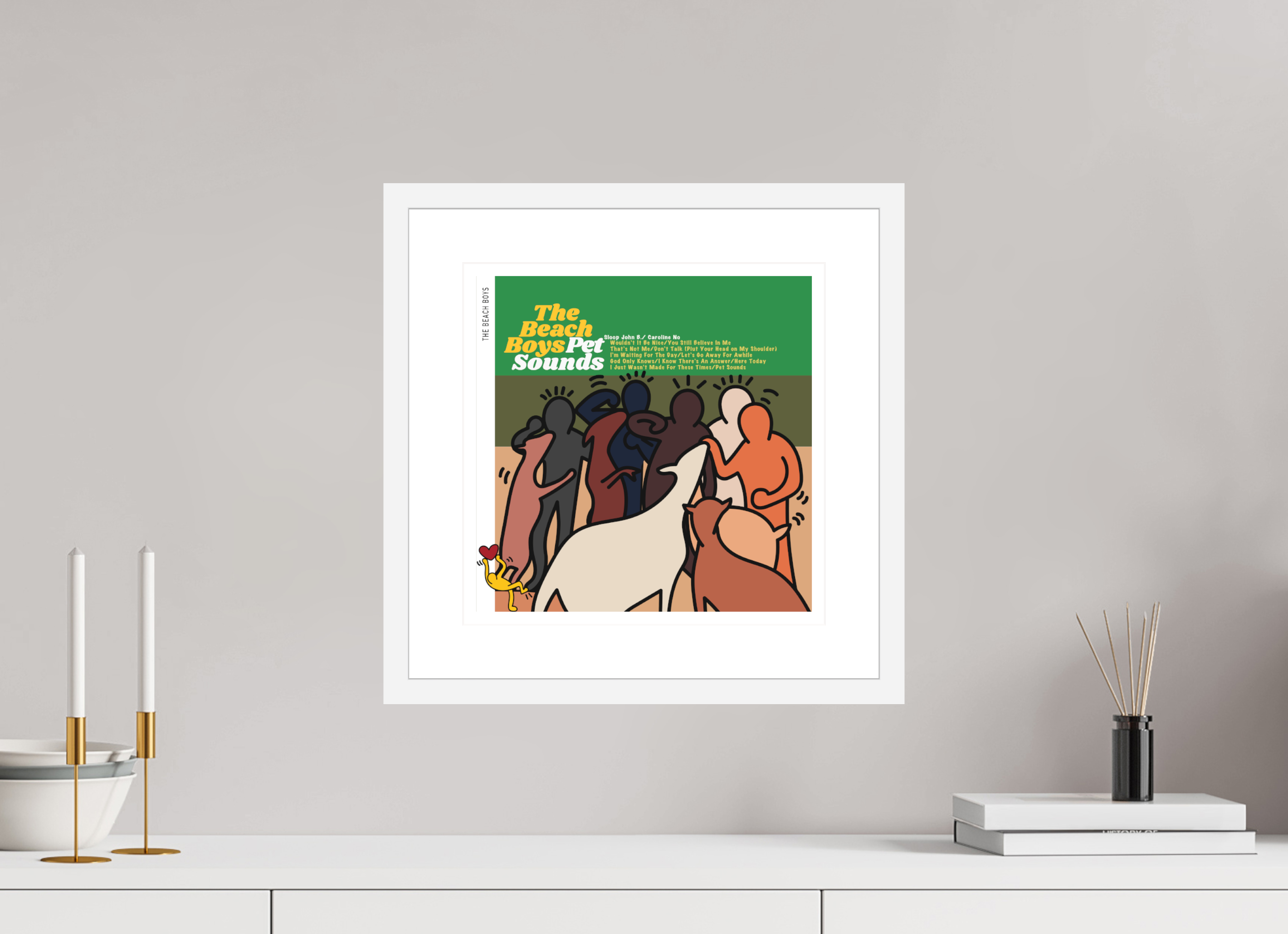 30 x 30 cm, FRAMED WHITE Beach Boys