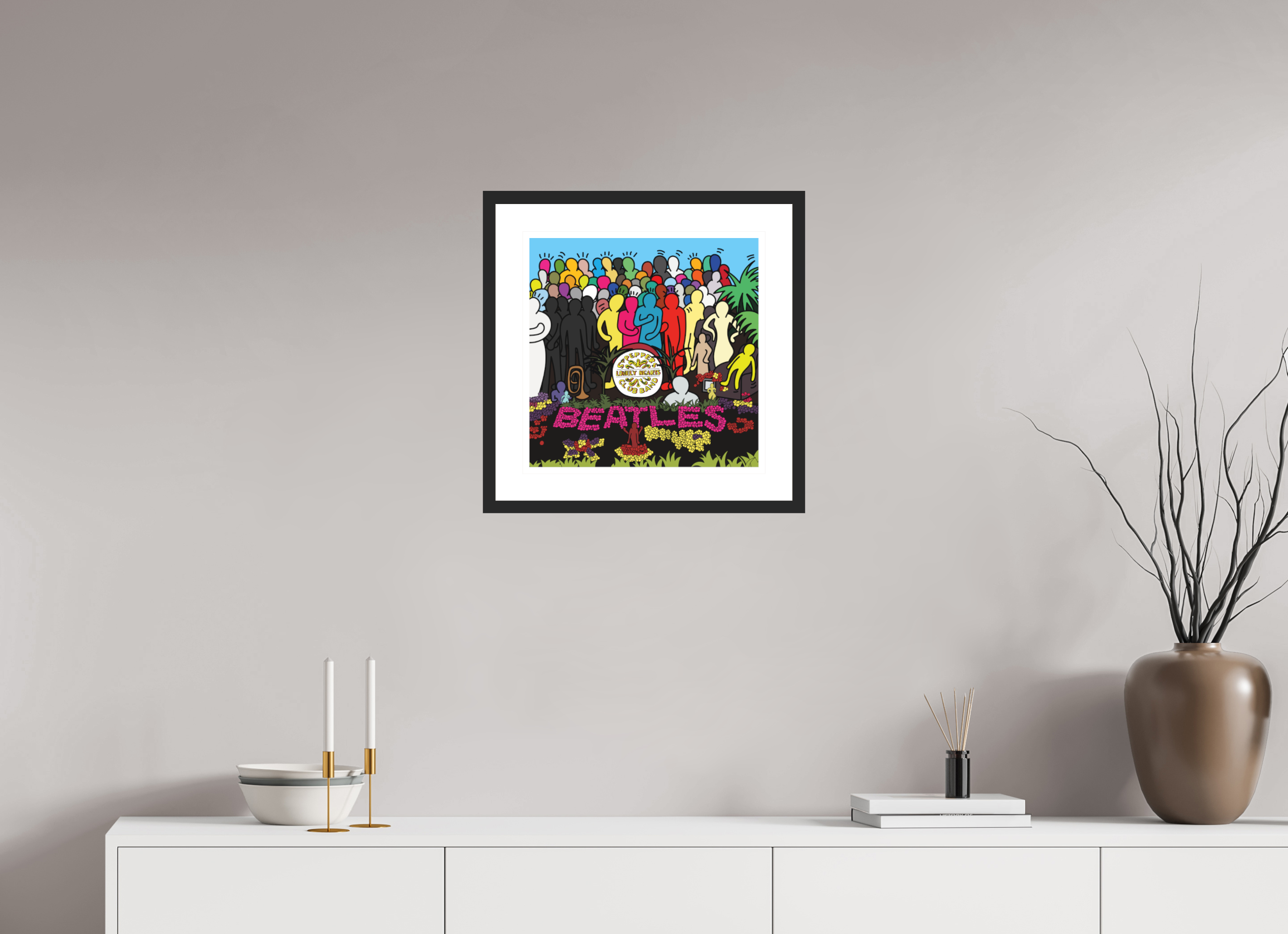 40 x 40 cm, FRAMED BLACK Sgt Pepper