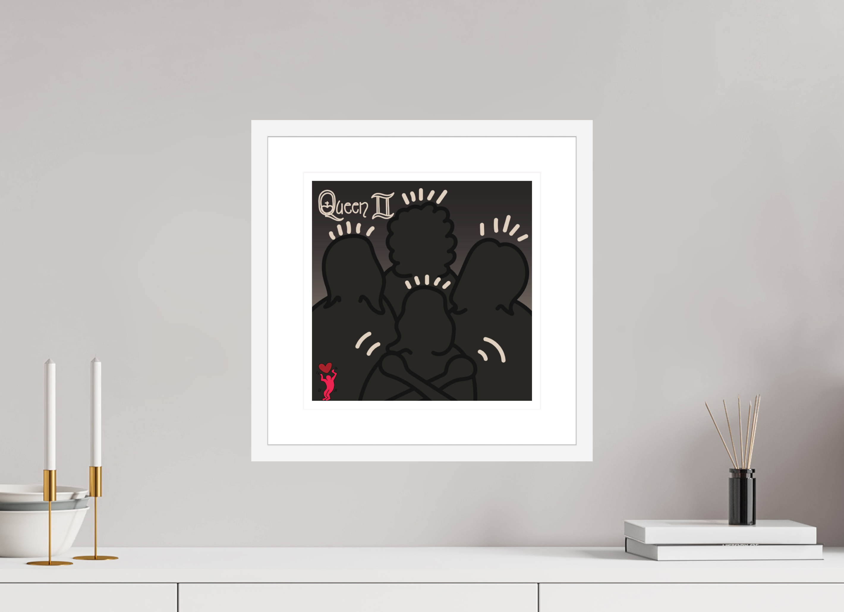 30 x 30 cm, FRAMED WHITE Queen