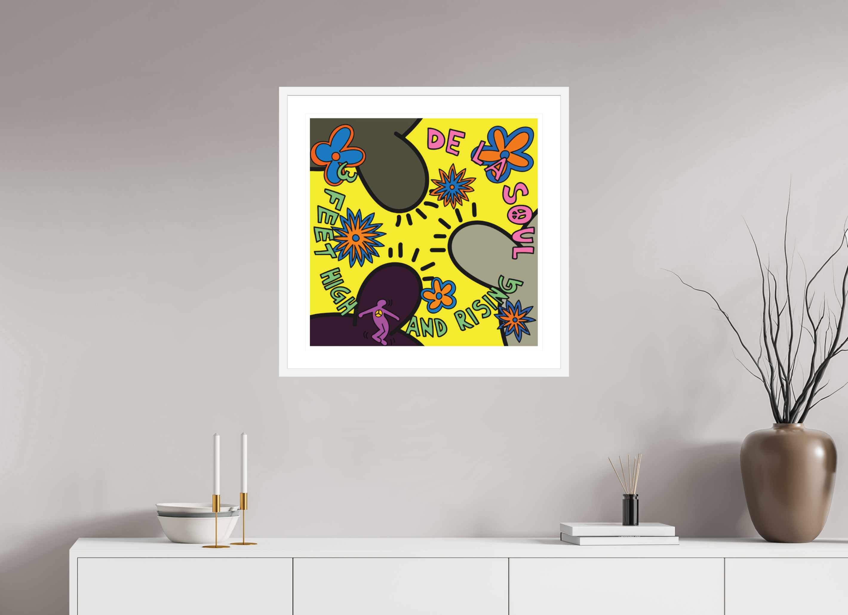 60 x 60 cm, FRAMED WHITE De La Soul